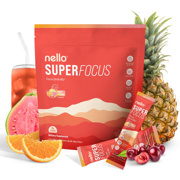 Nello Superfocus Focus Drink Mix – Fruit Punch Flavor – Alpha GPC, Lion’s Mane, Rhodiola & N-Acetyl L-Tyrosine – Sugar-Free, On-the-Go Packets – 20 Servings NelloAu supplements