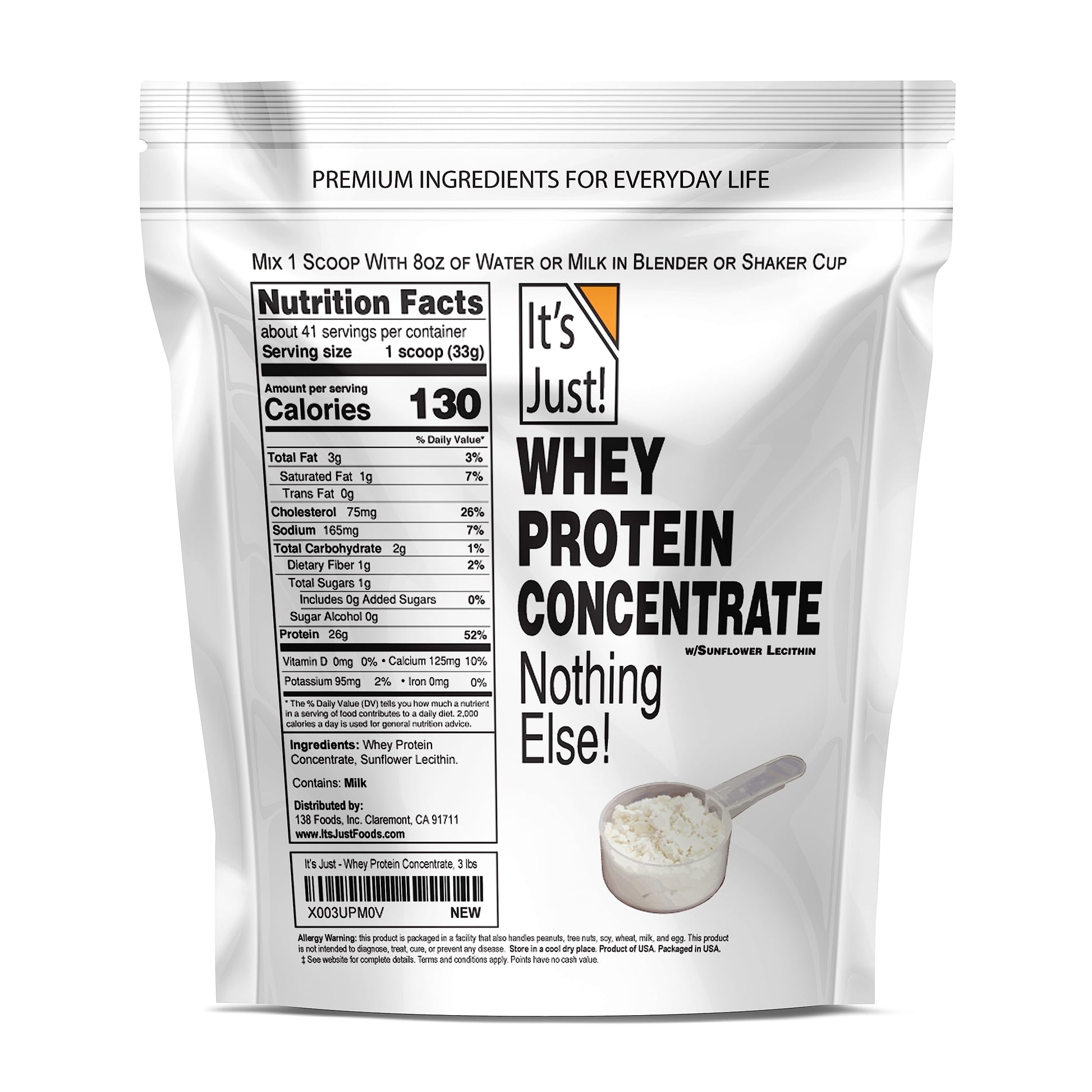 It's Just! - 100% Whey Protein Concentrate, Made in USA, Premium WPC-80, No Added It's Just!US supplements