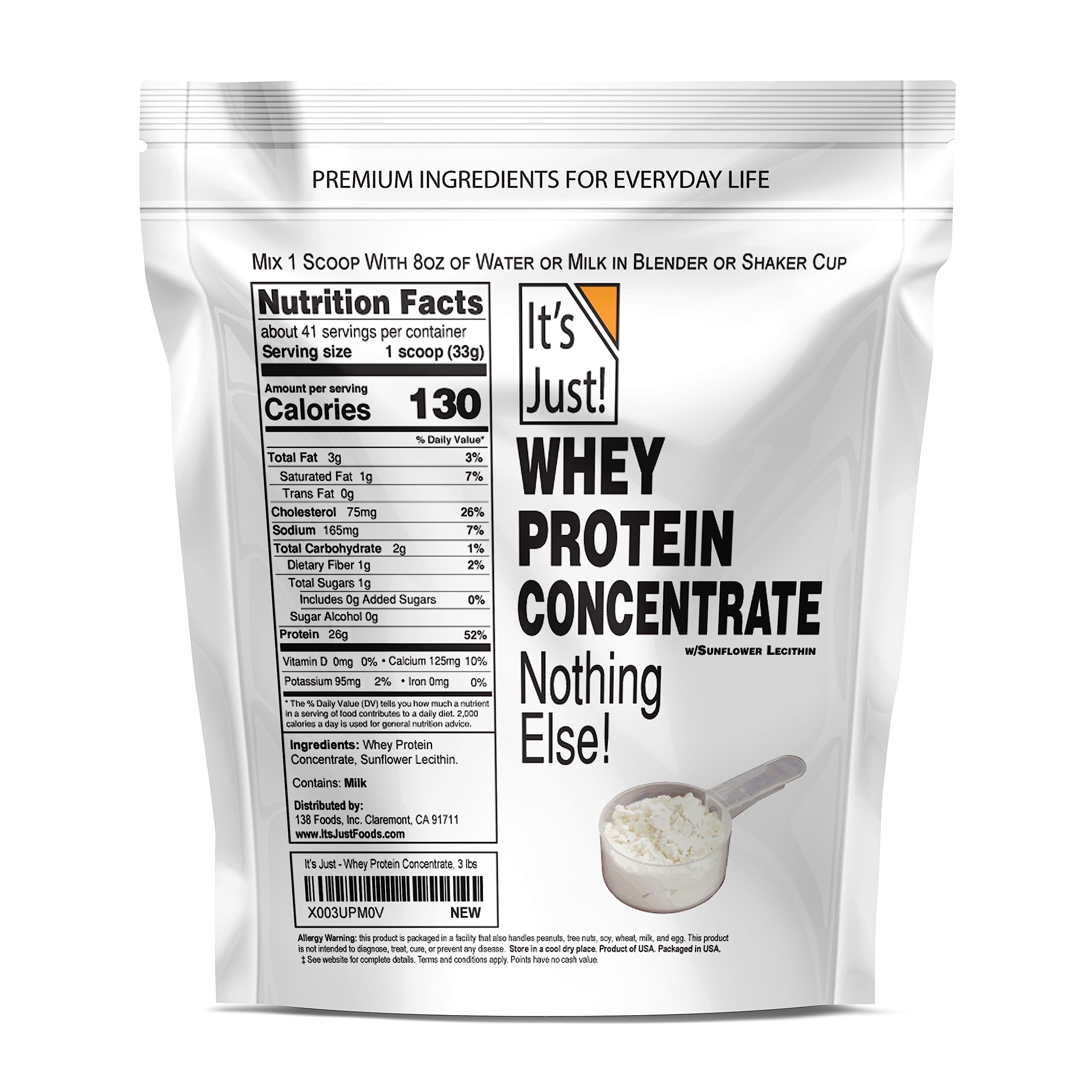 It's Just! - 100% Whey Protein Concentrate, Made in USA, Premium WPC-80, No Added It's Just!US supplements