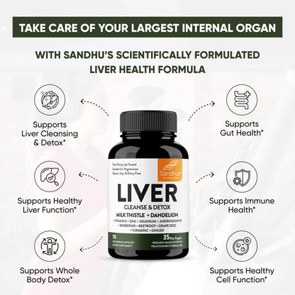 Sandhu's Liver Renew Cleanse Detox, Repair & Support |70 Capsules| 1 Month+ Supply Sandhu'sUS supplements
