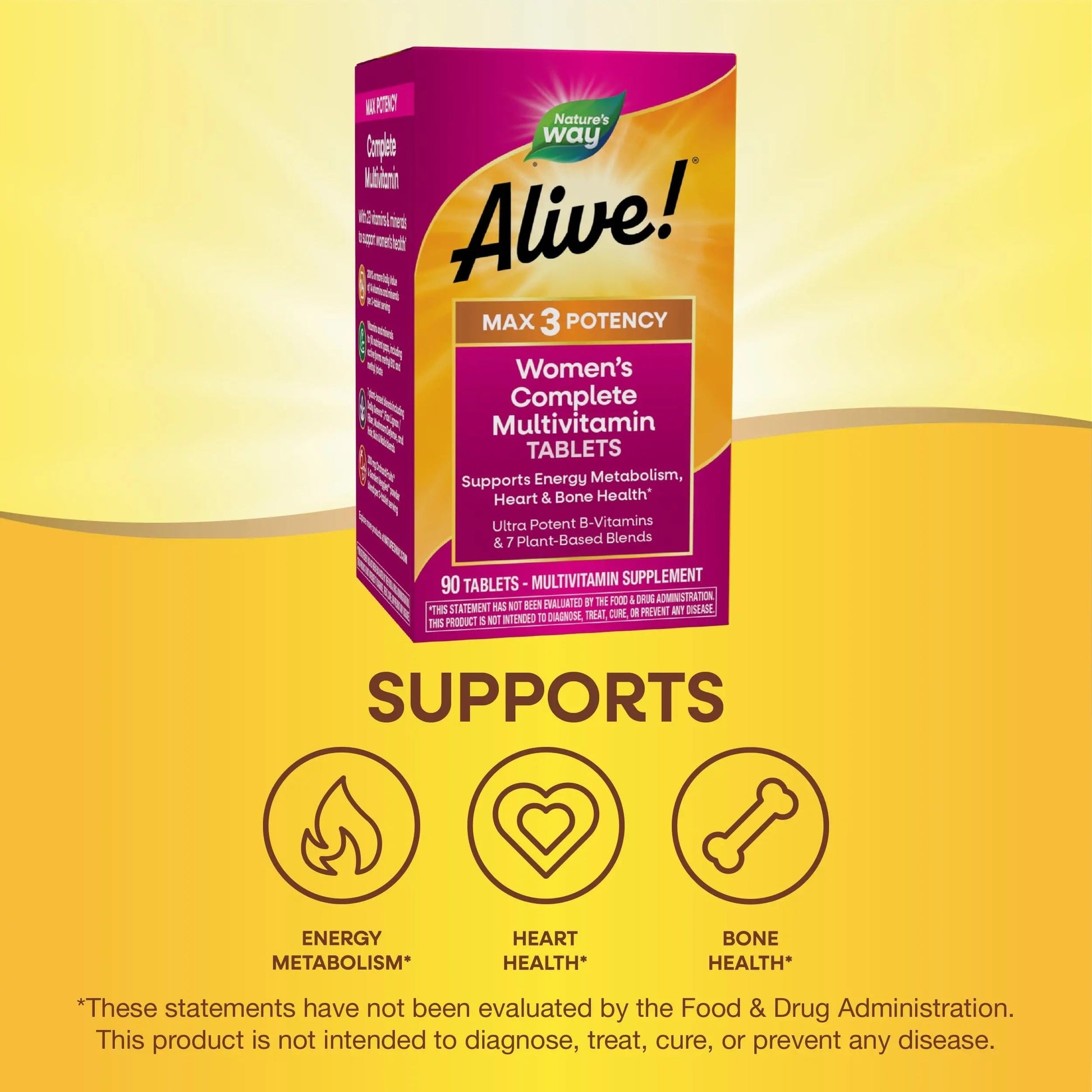 Nature's Way Alive! Max3 Daily Women's Multivitamin, Food-Based Blends (1,130mg per serving) and Antioxidants, 90 Tablets Nature's WayAu supplements