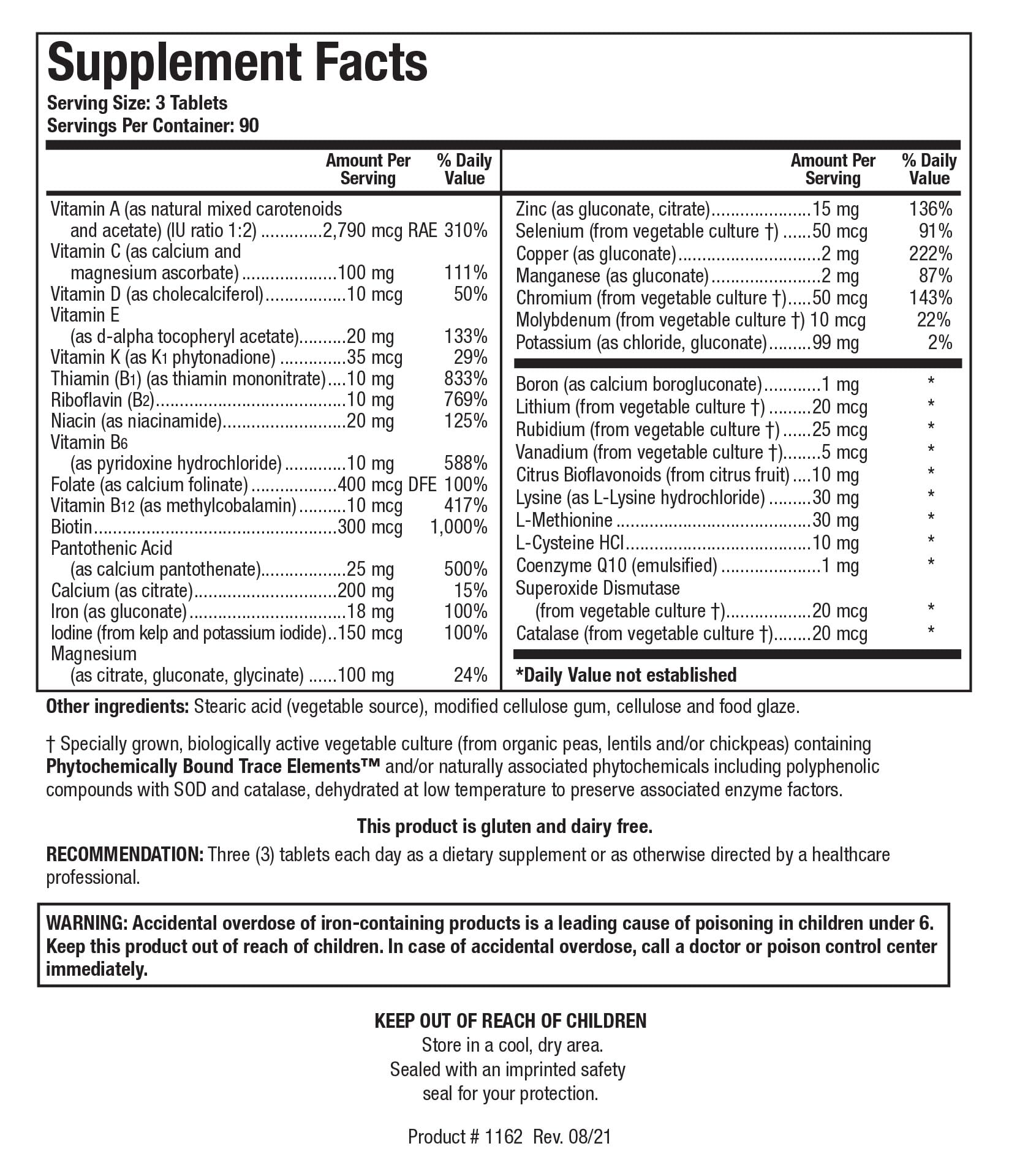 BIOTICS RESEARCH Bio-Multi Plus - Robust Foundational Multivitamin/Mineral Formula, Contains Plant-Based Trace Minerals 270 Tablets BIOTICS RESEARCHAu supplements