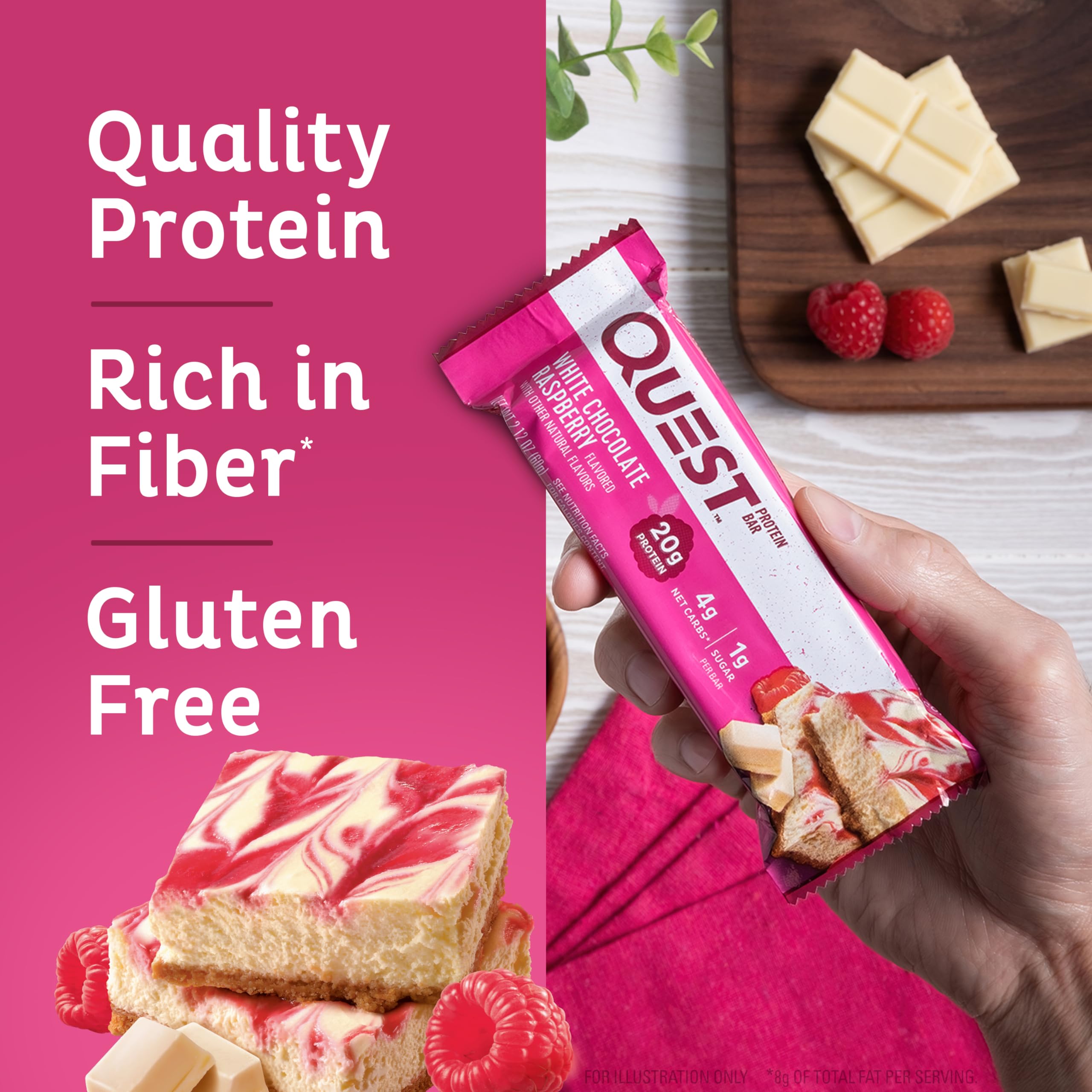 Quest Nutrition White Chocolate Raspberry Protein Bars, High Protein, Low Carb, Gluten Free Quest NutritionAu supplements