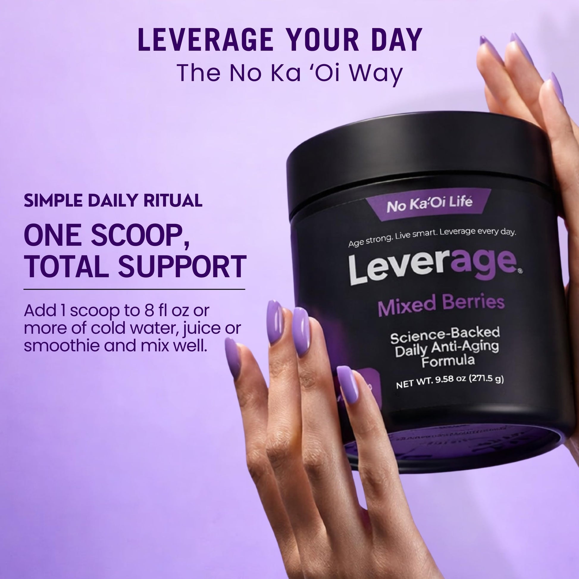 Leverage Mixed Berries Anti–Aging Supplement & Longevity Mix - Daily Wellness Multivitamin Powder with Hyaluronic Acid, L-Glycine & Magnesium for Skin, Energy, Cognitive Function & Joint–30 Servings LeverageAu supplements