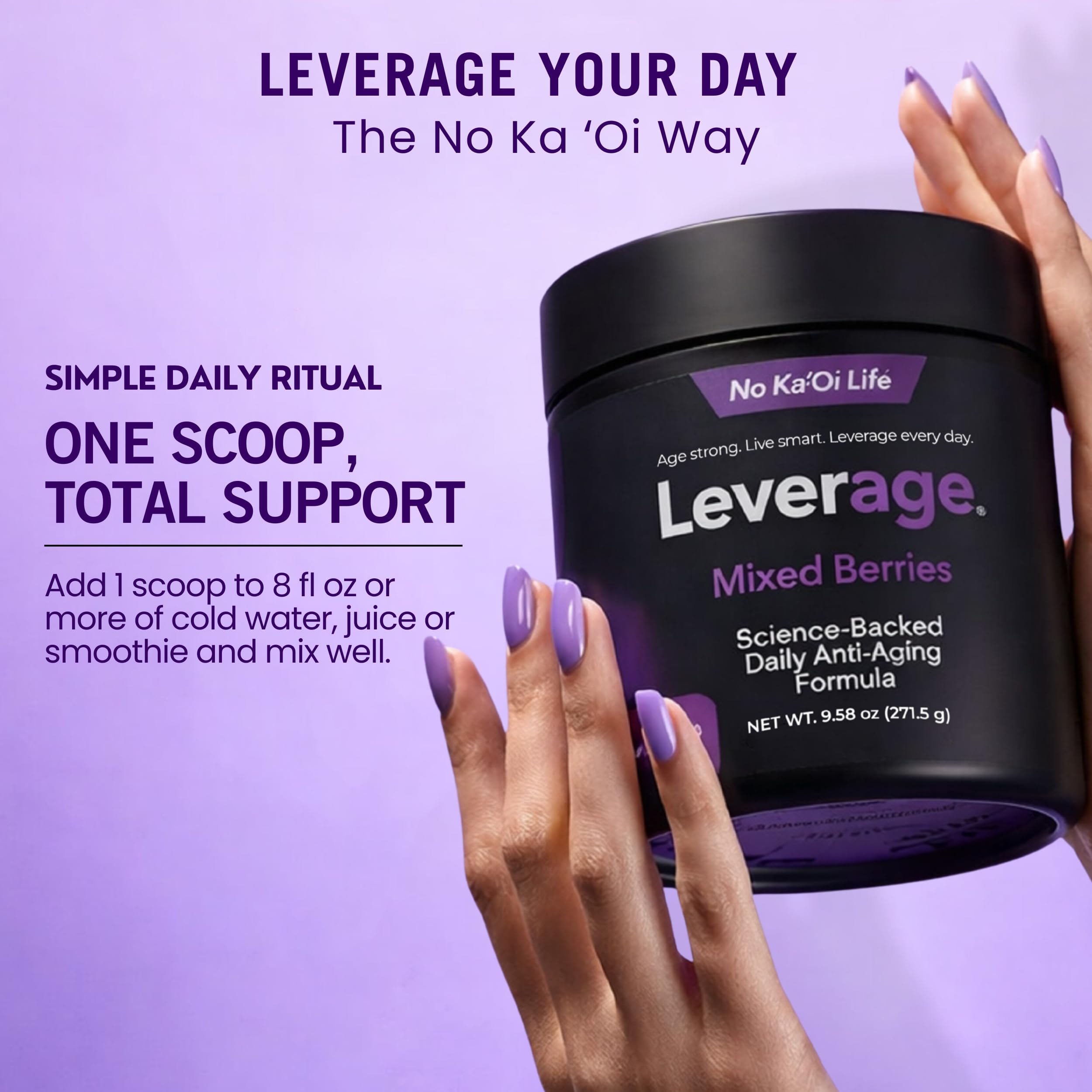 Leverage Mixed Berries Anti–Aging Supplement & Longevity Mix - Daily Wellness Multivitamin Powder with Hyaluronic Acid, L-Glycine & Magnesium for Skin, Energy, Cognitive Function & Joint–30 Servings LeverageAu supplements