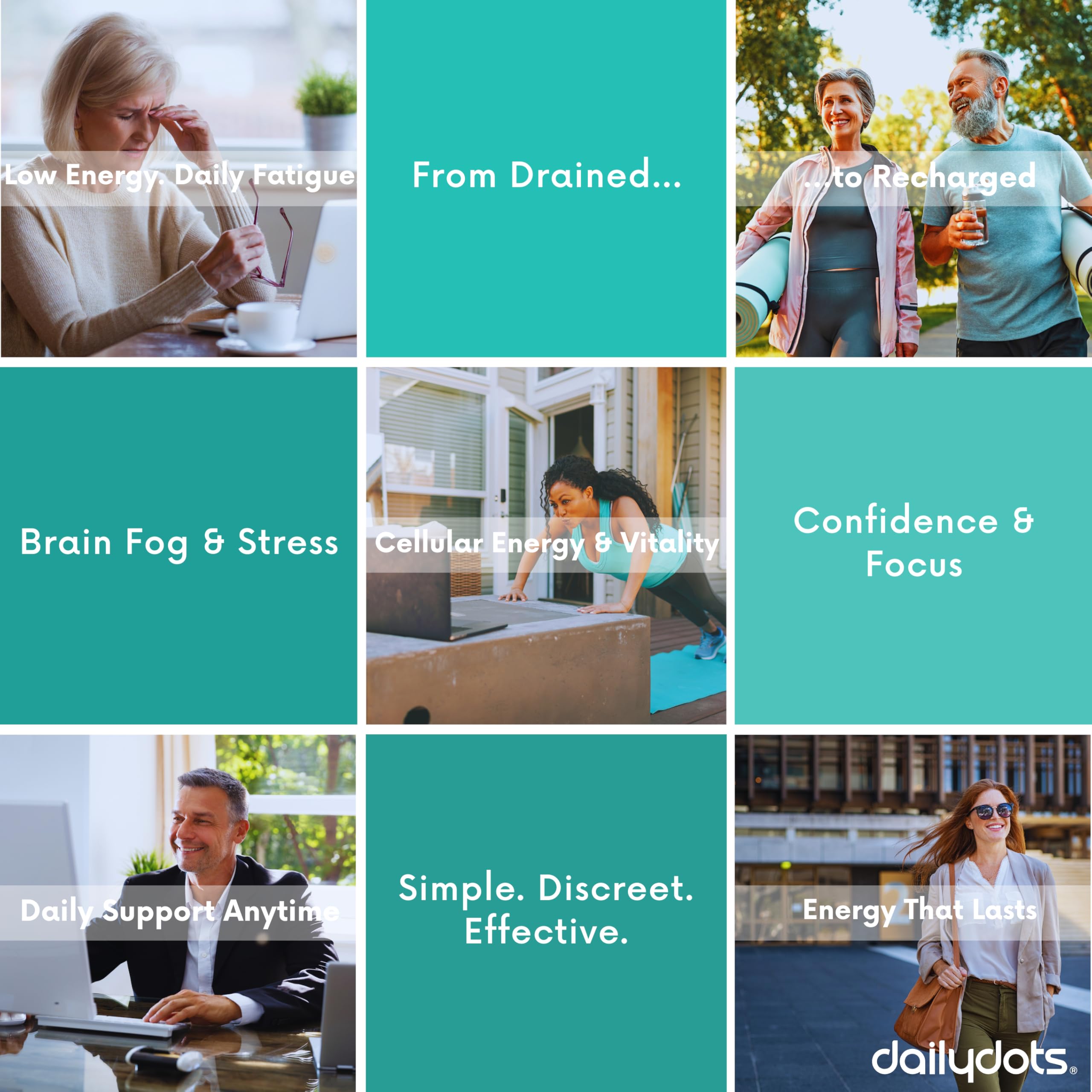 Daily Dots NAD+ Patches | Energy, Healthy Aging & Wellness Support | 12 Active Blends incl. Nicotinamide & CoQ10 | Time Release Patch | for Men & Women (60 Patches) Daily DotsAu supplements