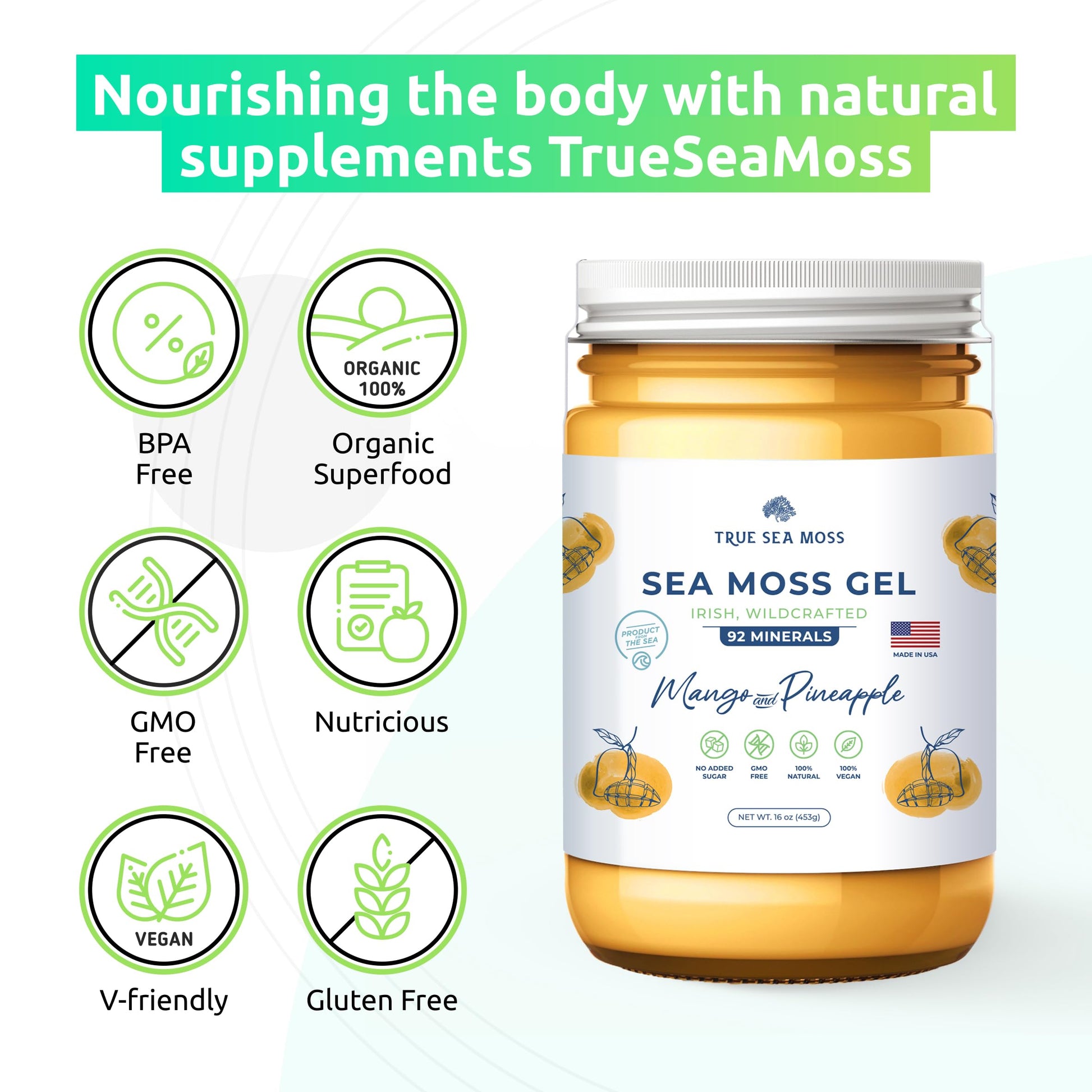 TrueSeaMoss Wildcrafted Irish Sea Moss Gel – Nutritious Organic Raw Seamoss Rich TrueSeaMossUS supplements