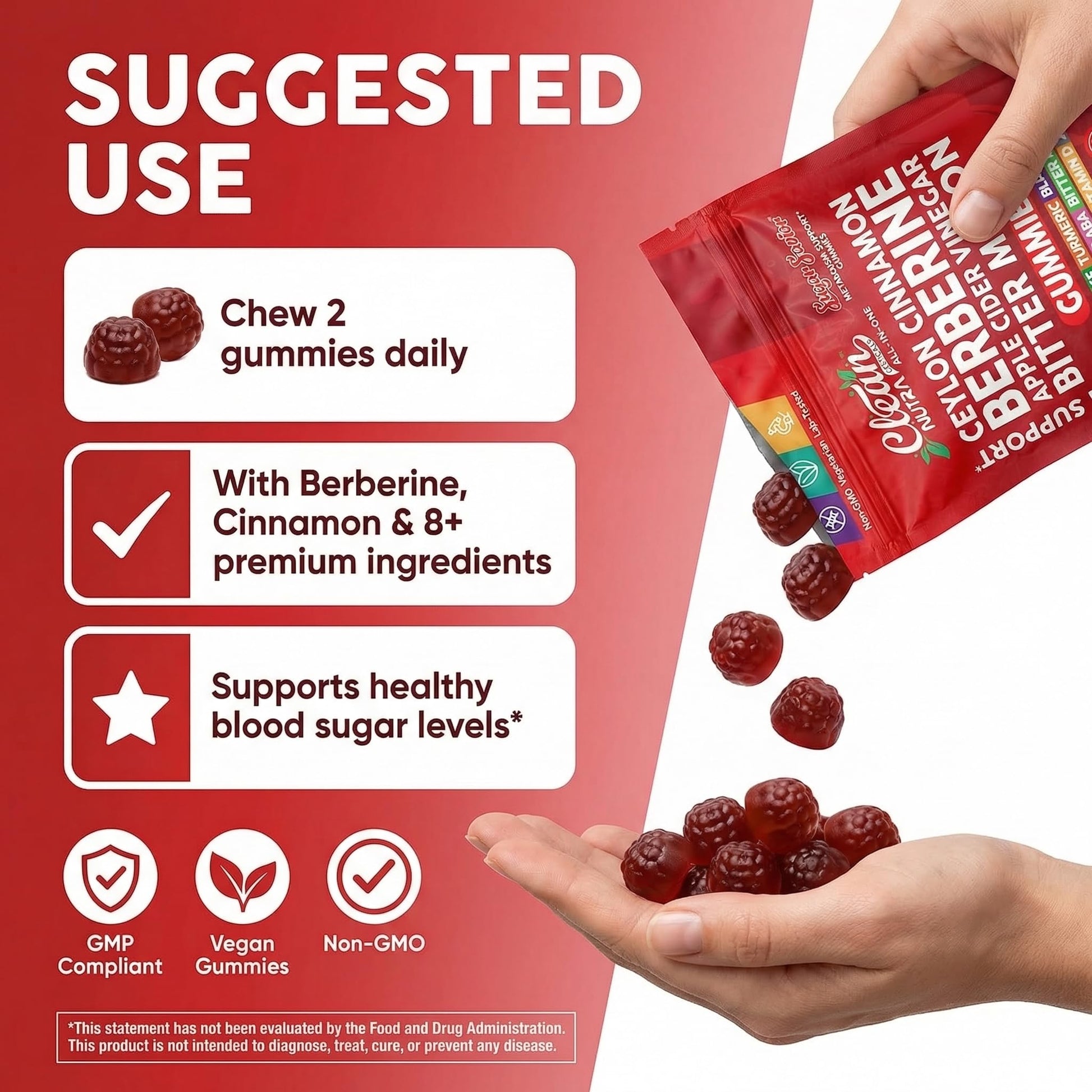 Sugar Savior Ceylon Cinnamon Berberine Gummies Apple Cider Vinegar Artichoke Turmeric Blueberry Ginseng Banaba Bitter Melon Black Pepper Vitamin D Zinc GLP1 Gummies 60 Count by Clean Nutra Clean NutraceuticalsAu supplements
