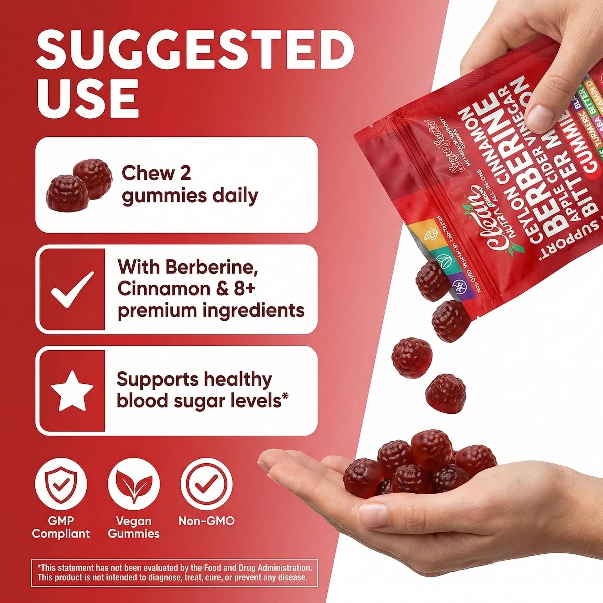 Sugar Savior Ceylon Cinnamon Berberine Gummies Apple Cider Vinegar Artichoke Turmeric Blueberry Ginseng Banaba Bitter Melon Black Pepper Vitamin D Zinc GLP1 Gummies 60 Count by Clean Nutra Clean NutraceuticalsAu supplements