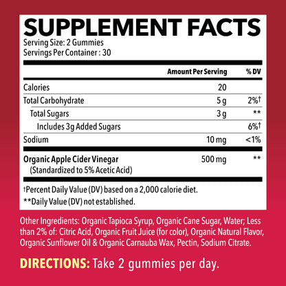 Organic Apple Cider Vinegar Gummies Detox | The Mother Enzyme | ACV Gummy HAVASU NUTRITIONUS supplements