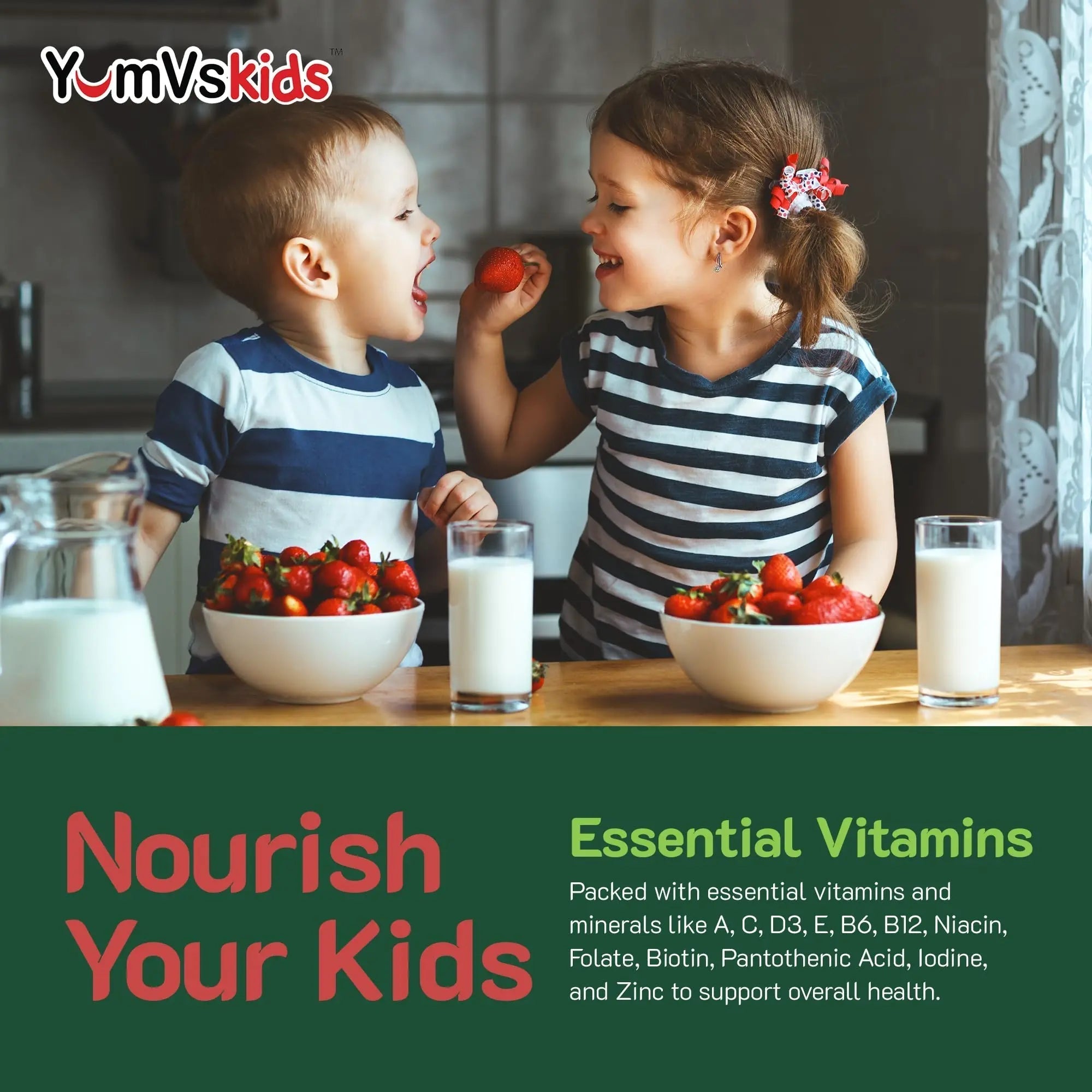 YumVs Kids Multivitamin Gummies - Fruit Flavored Chewable Children's Multivitamin - Kids Vitamins Multivitamin Gummy with 12 Minerals & Vitamins A C D3 E B6 B12 YUM-V'SAu supplements