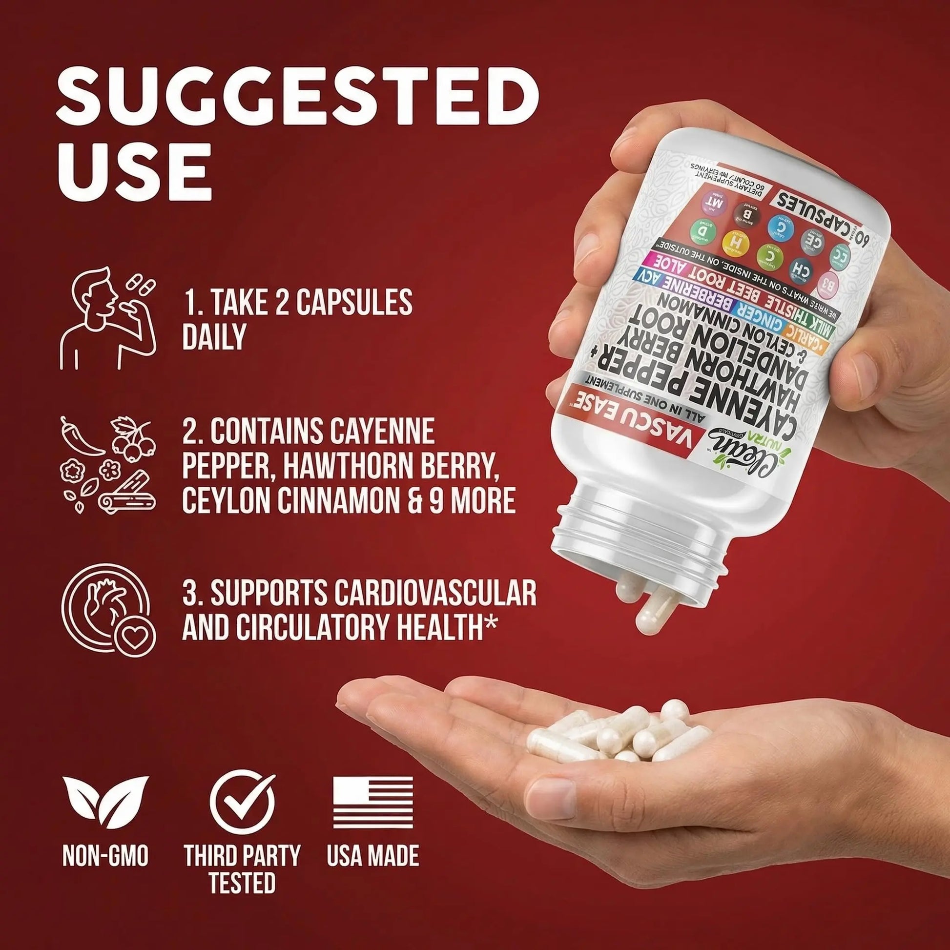 Clean Nutra Cayenne Pepper Capsules Supplement with Hawthorn Berry, Dandelion Root, Ceylon Cinnamon, Garlic, Ginger, Berberine, Apple Cider Vinegar, Milk Thistle, Beet Root, Aloe Vera Pills & More Clean Nutraceuticalsnz supplements