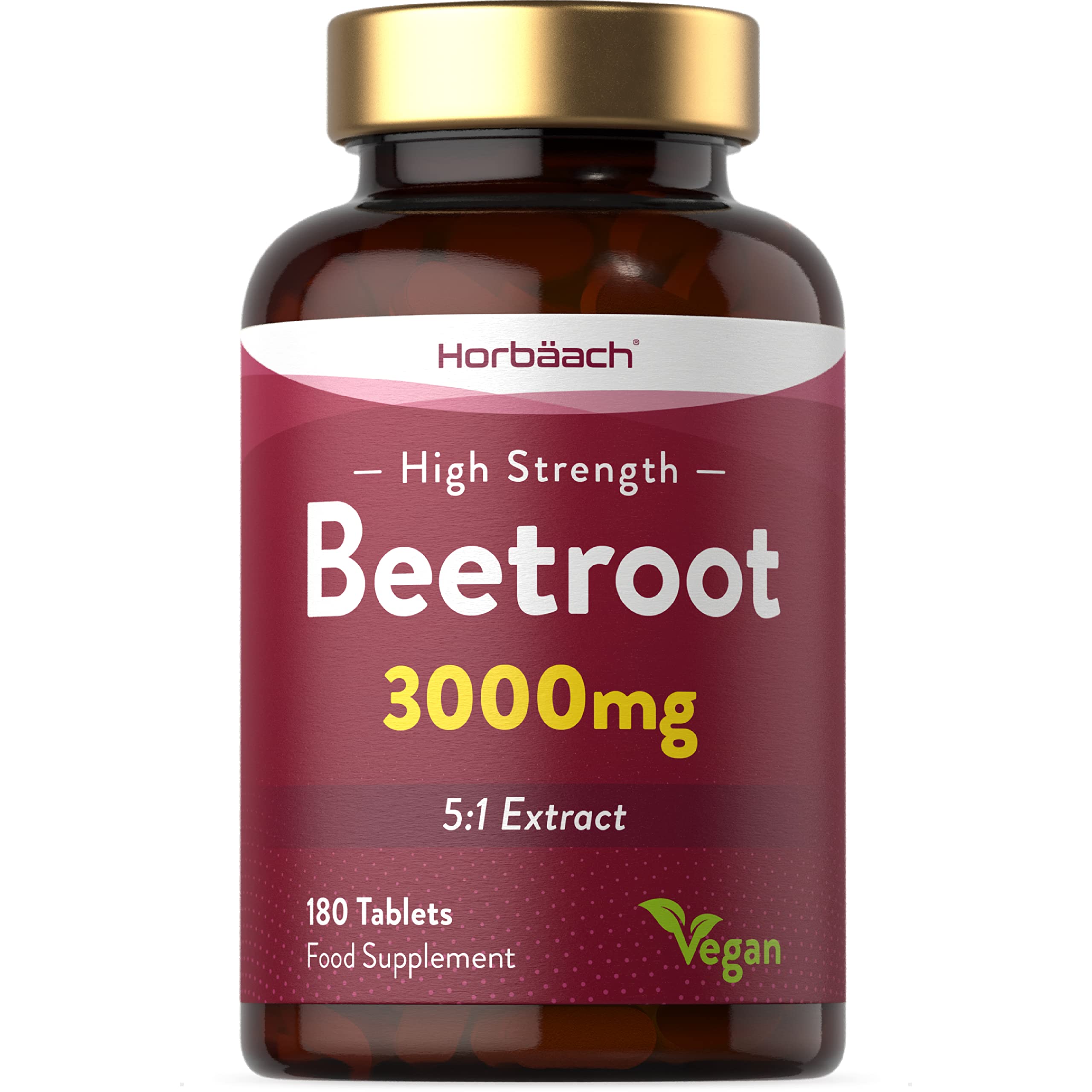 Beetroot Tablets 3000mg | 180 Count | High Strength 5:1 Extract Supplement | Nitric Oxide HorbäachUS supplements
