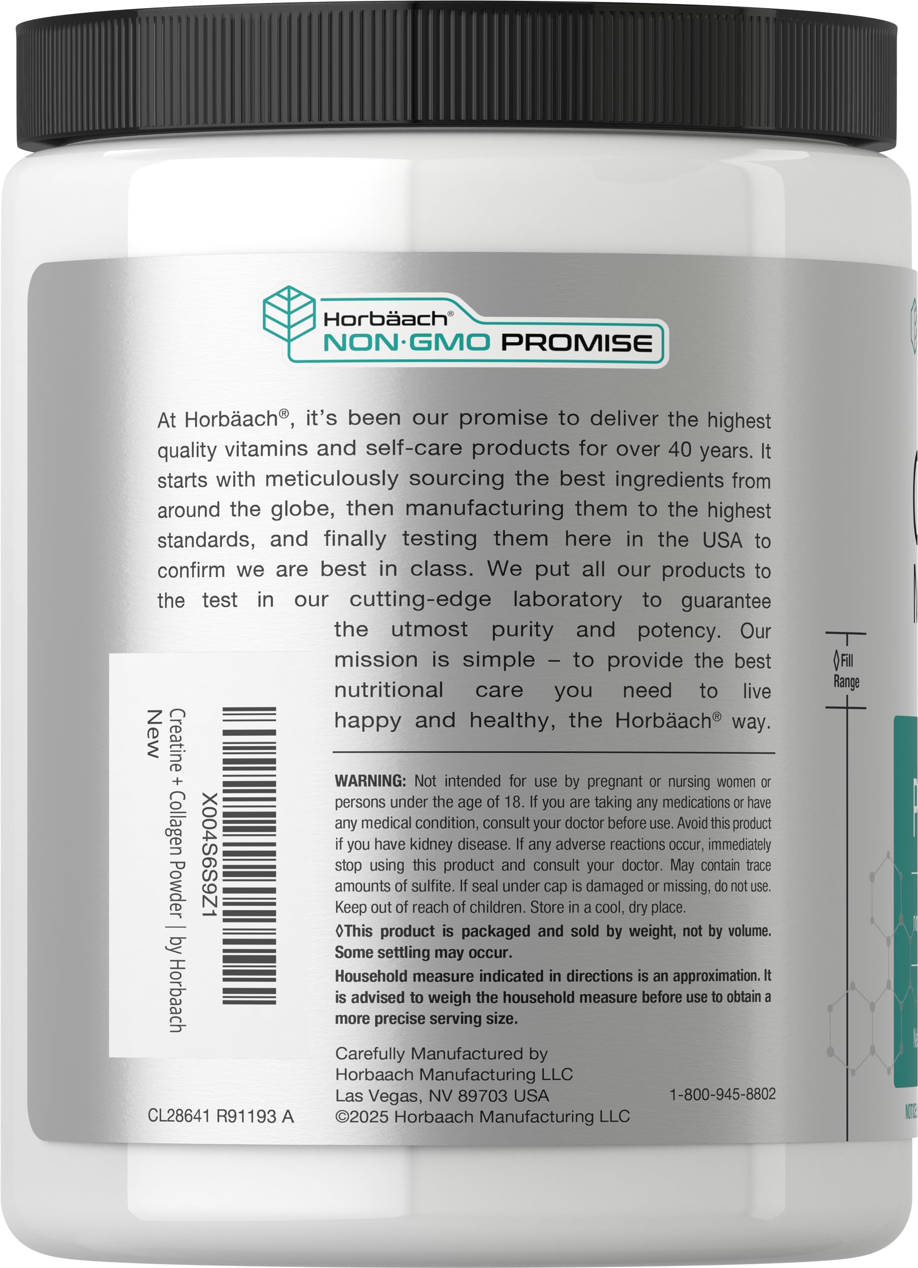 Horbäach Creatine Monohydrate Powder | with Collagen and L-Taurine | 10.05 oz | Unflavored | for Women and Men | Non-GMO, Gluten Free HorbäachAu supplements