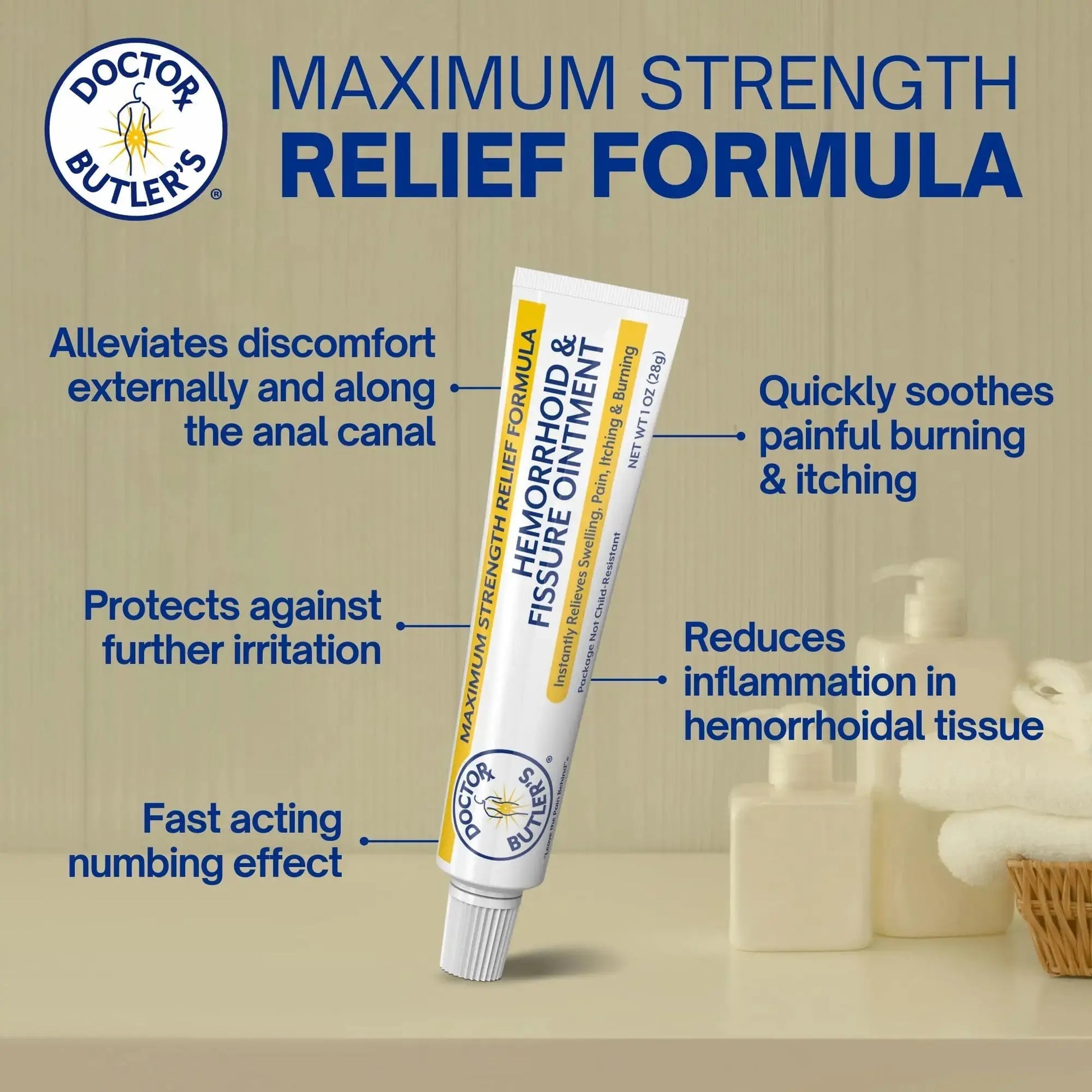 Doctor Butler’s Hemorrhoid & Fissure Ointment – Hemorrhoid Treatment and Hemorrhoid Cream with Lidocaine and Phenylephrine HCI for Fast Acting Relief of Pain, Swelling, Discomfort, and Itching (1 oz.) Doctor Butler'sAu supplements