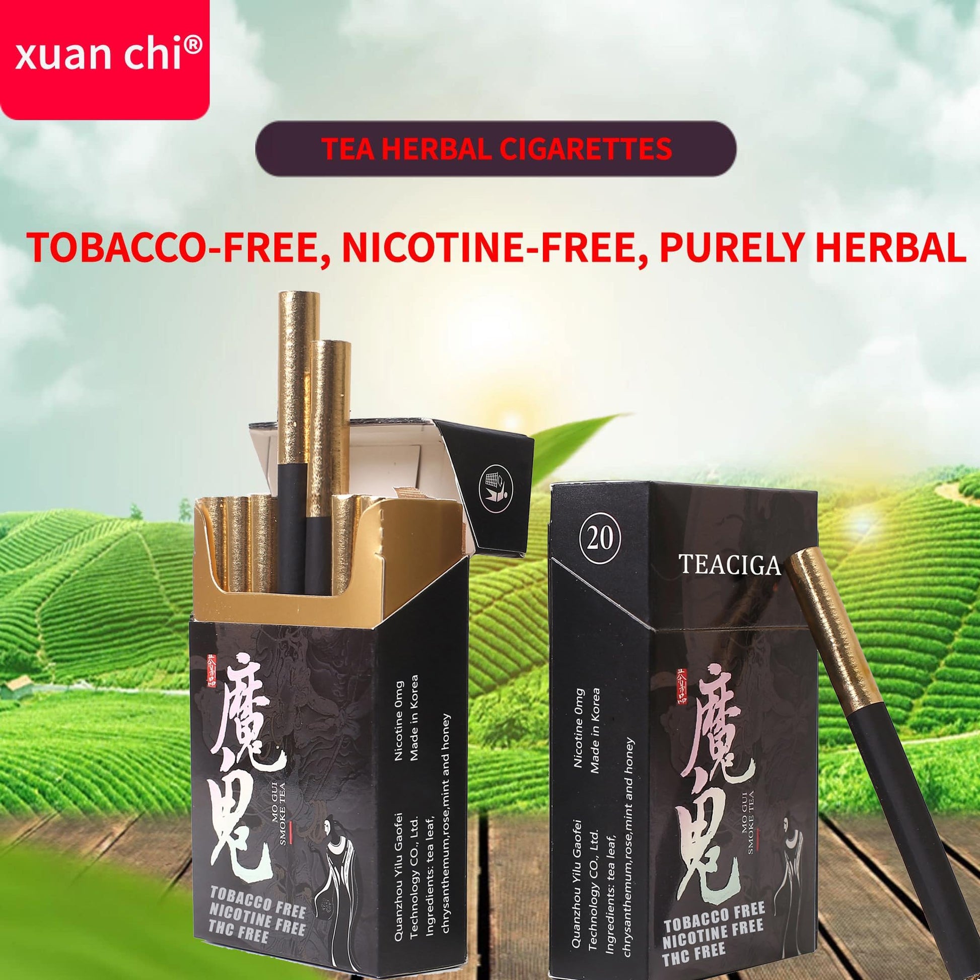 Honey and rose Herbal Cigarettes - Tobacco and Nicotine Free 2 Packs xuan chiAu supplements