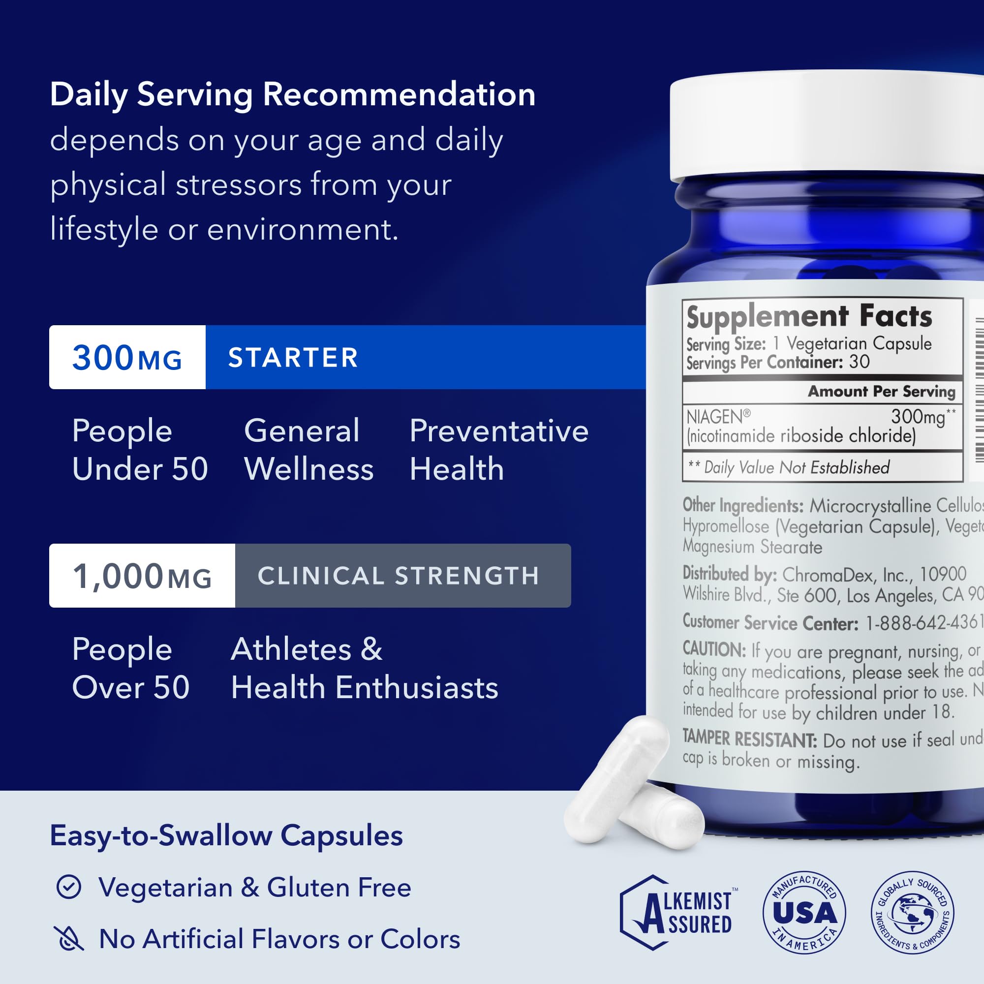 TRU NIAGEN Patented NAD Supplement for Brain Function, Anti Aging & Cell Regeneration, 300mg Niagen, 30 Servings | Supports Cellular Energy, Muscle | Nicotinamide Riboside (NR) Take 1 Daily | 2 Bottle TRU NIAGENUS supplements