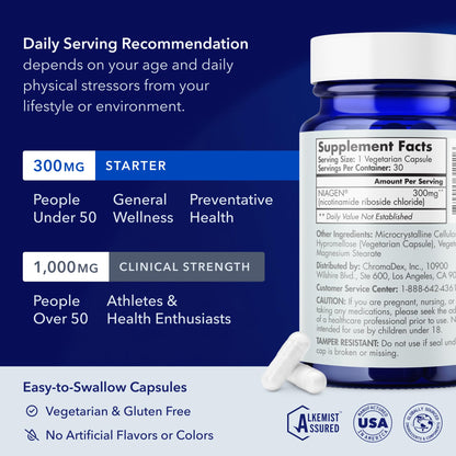 TRU NIAGEN Patented NAD Supplement for Brain Function, Anti Aging & Cell Regeneration, 300mg Niagen, 30 Servings | Supports Cellular Energy, Muscle | Nicotinamide Riboside (NR) Take 1 Daily | 2 Bottle TRU NIAGENUS supplements