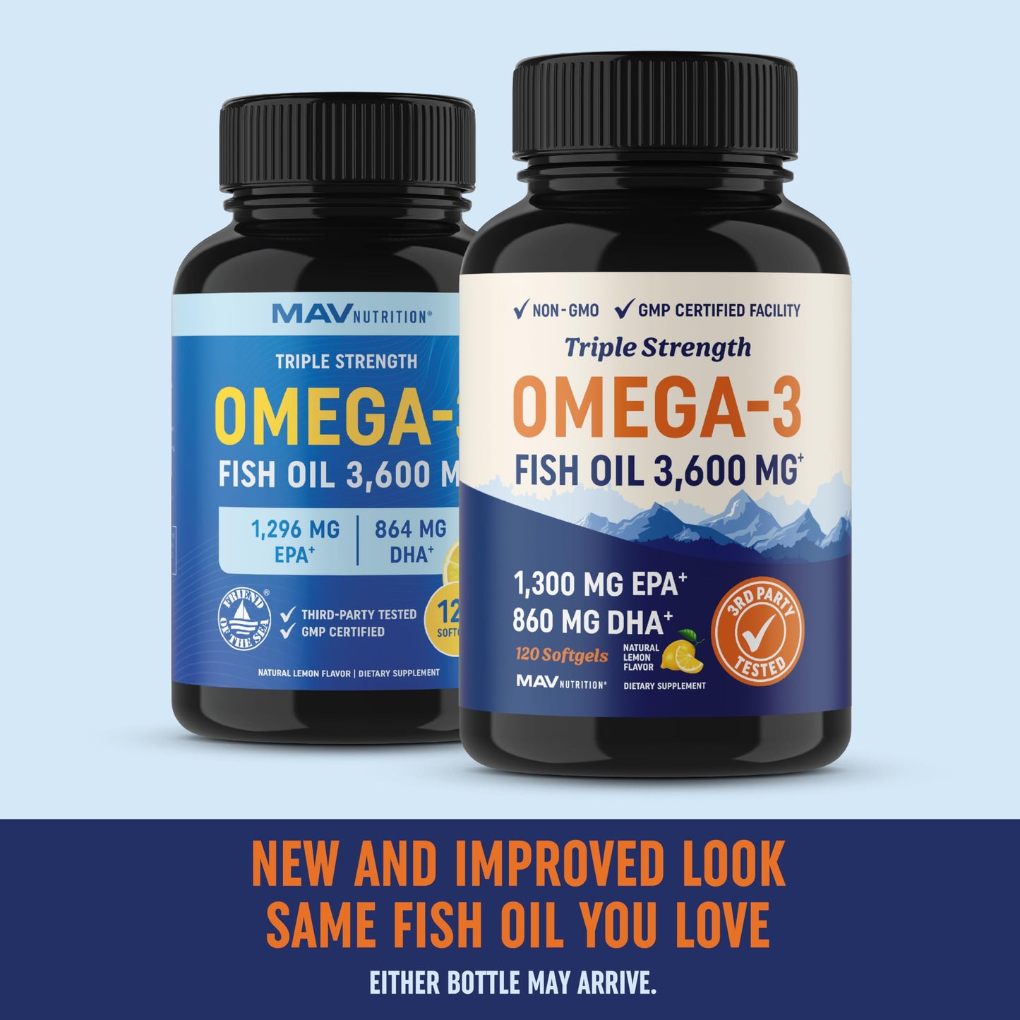 Triple Strength Omega 3 Fish Oil | 3600 mg EPA & DHA | Over 2100mg of Omega 3 Fatty MAV NUTRITIONUS supplements