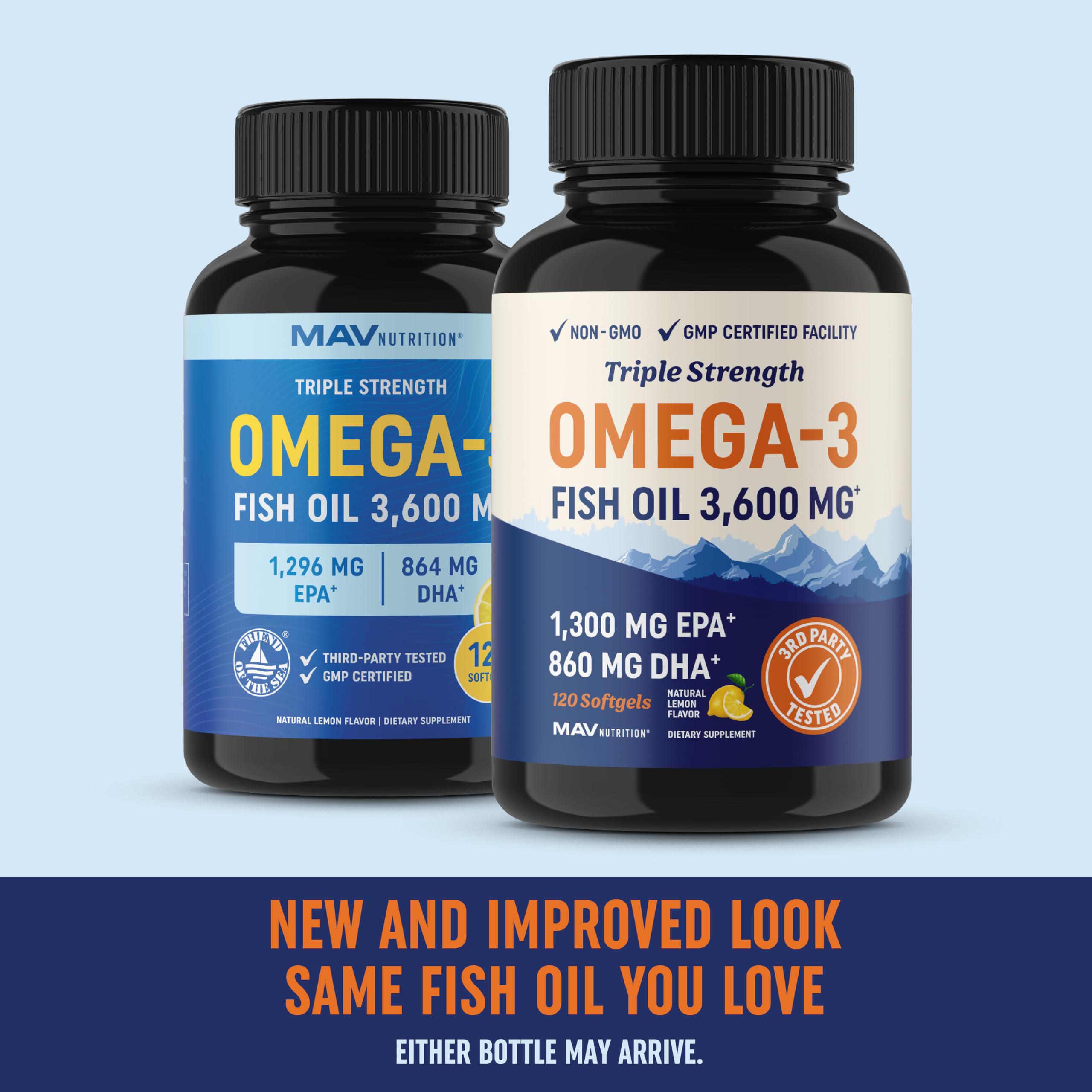 Triple Strength Omega 3 Fish Oil | 3600 mg EPA & DHA | Over 2100mg of Omega 3 Fatty MAV NUTRITIONAu supplements