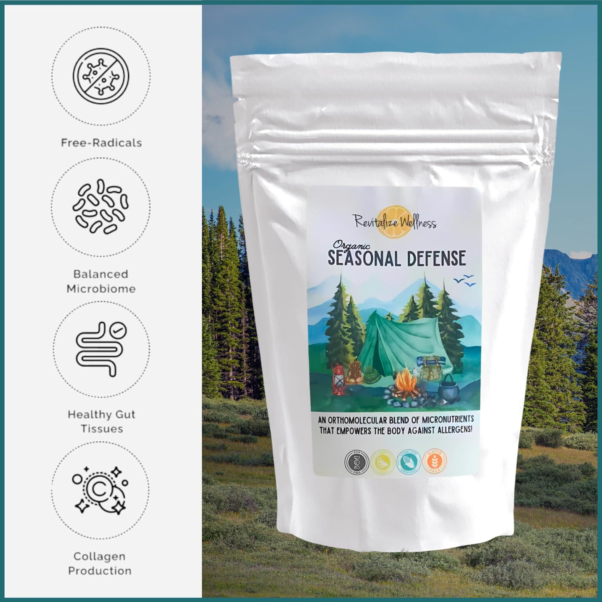 Revitalize Wellness Organic Seasonal Defense Powder Formerly Allergy Defense | Bromelain, Vitamin B3, Vitamin C, Quercetin, and NAC | No Sugar Added | Fruit Punch Flavor | 30 Servings Revitalize WellnessAu supplements