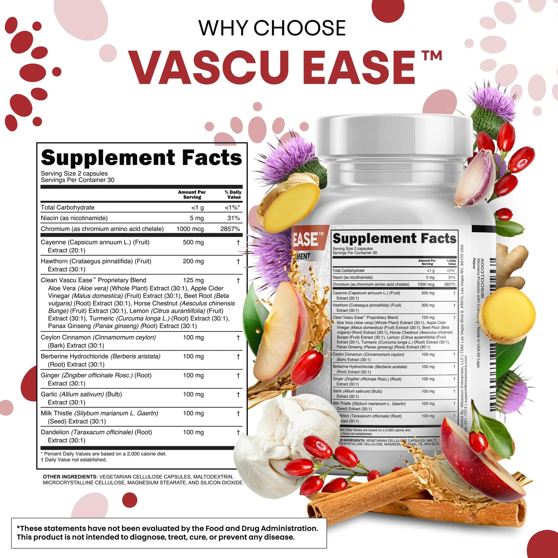 Clean Nutra Cayenne Pepper Capsules Supplement with Hawthorn Berry, Dandelion Root, Ceylon Cinnamon, Garlic, Ginger, Berberine, Apple Cider Vinegar, Milk Thistle, Beet Root, Aloe Vera Pills & More Clean Nutraceuticalsnz supplements