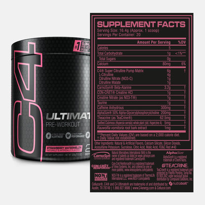 Cellucor C4 Ultimate Pre Workout Powder Strawberry Watermelon - Sugar Free CellucorUS supplements