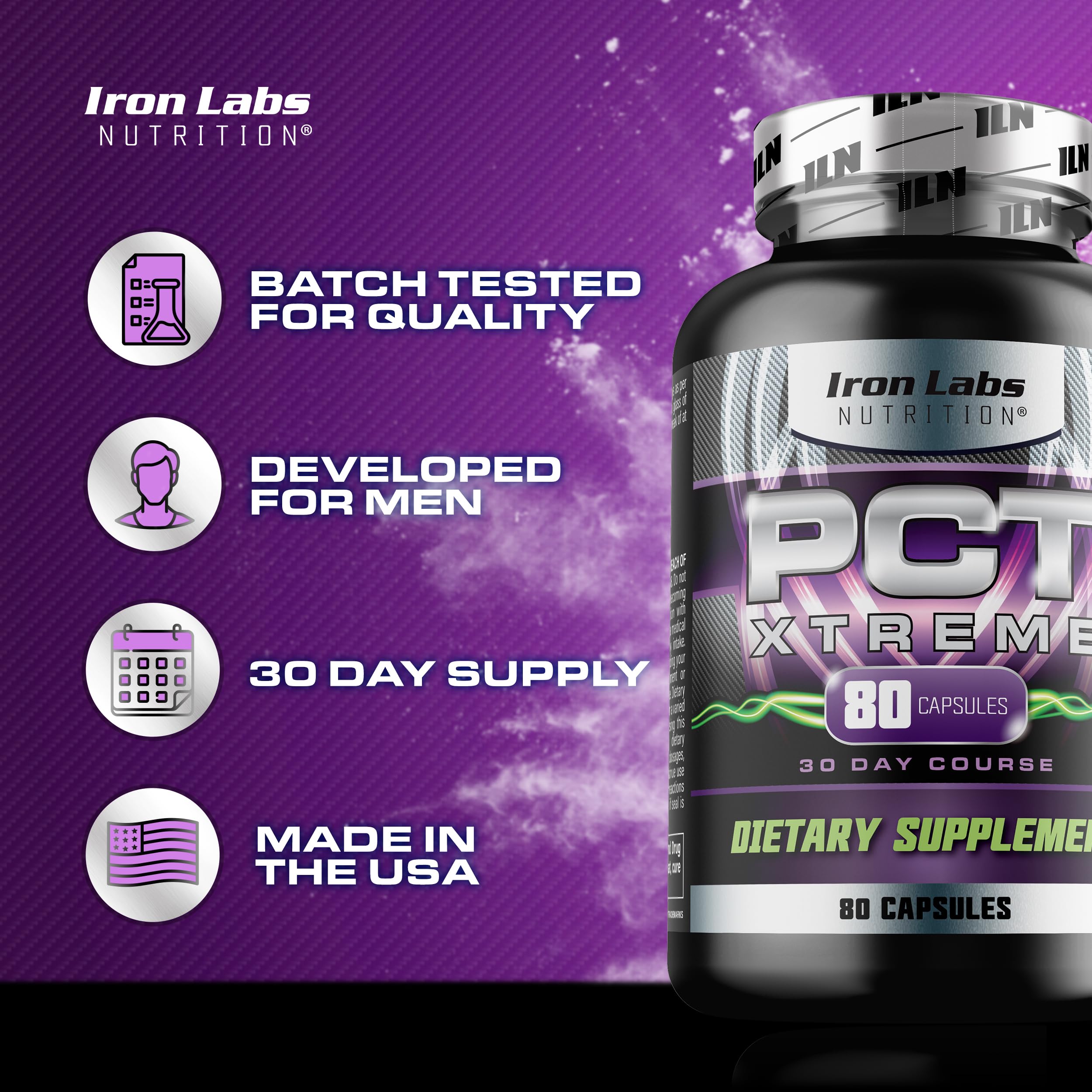 Iron Labs Nutrition PCT Xtreme - PCT Supplement for Men - 30 Day Course - Post Cycle Support Booster (80 Capsules) Iron Labs NutritionAu supplements