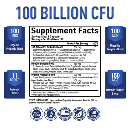 Purely Optimal Premium Probiotics 100 Billion CFU w/Digestive Enzymes Purely OptimalUS supplements