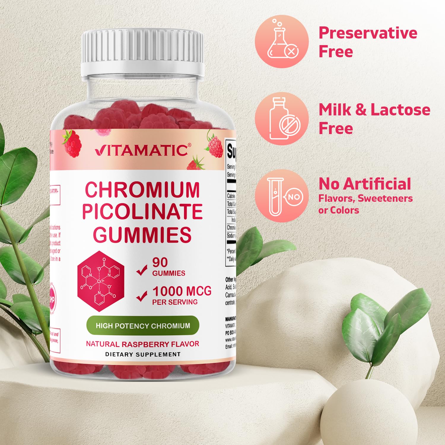 Vitamatic Chromium Picolinate 1000 mcg - 90 Gummies - High Potency Chromium VitamaticAu supplements