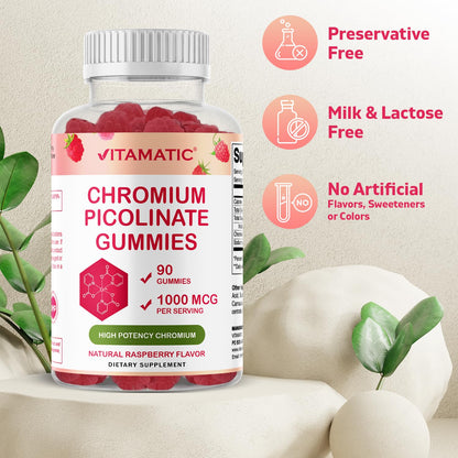 Vitamatic Chromium Picolinate 1000 mcg - 90 Gummies - High Potency Chromium VitamaticUS supplements