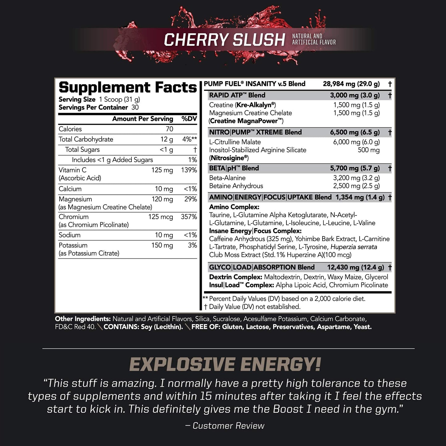 PMD Sports Ultra Pump Fuel Insanity - Pre Workout – Cherry Slush (30 Servings) PMDUS supplements