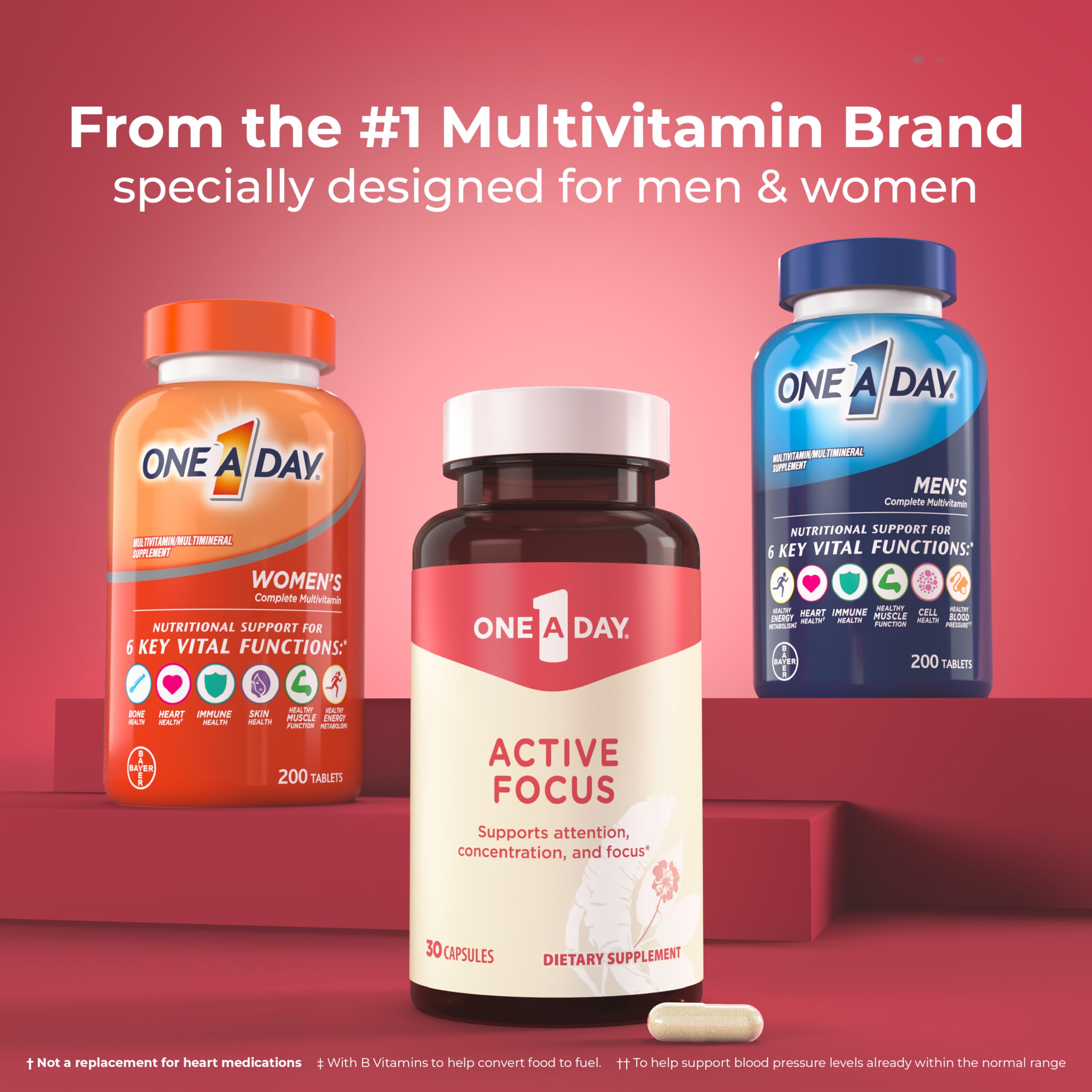 ONE A DAY Bundle Multivitamin for Women 200 Count Tablets Active Focus Supplement ONE A DAYUS supplements
