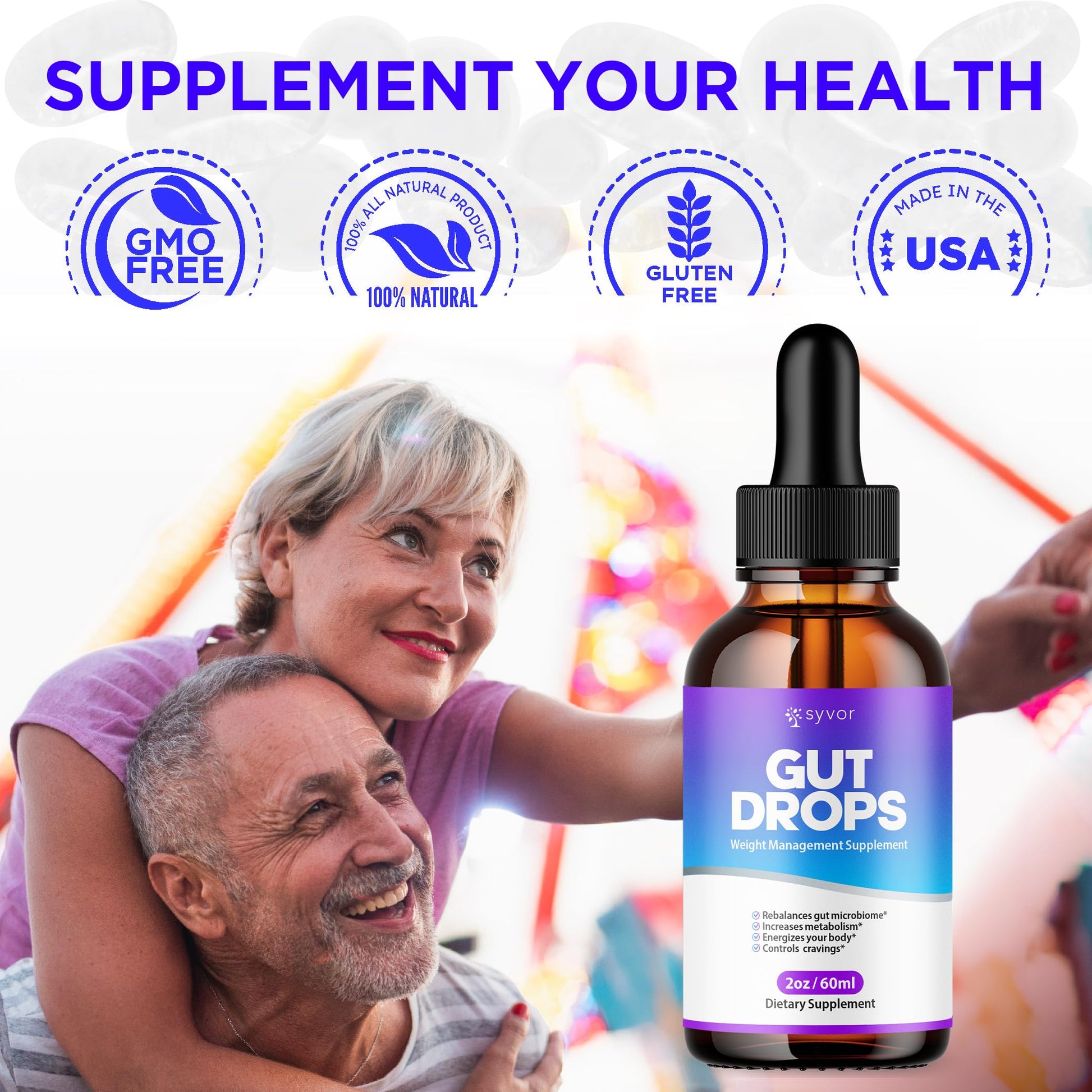 Gut Drops, Official Gut Drops Liquid Supplement Advanced All Natural Vitamin Formula, GutDrop Maximum Strength Biome Support for Health Energy and Wellness Support for Men and Women (30 Servings) SyvorAu supplements