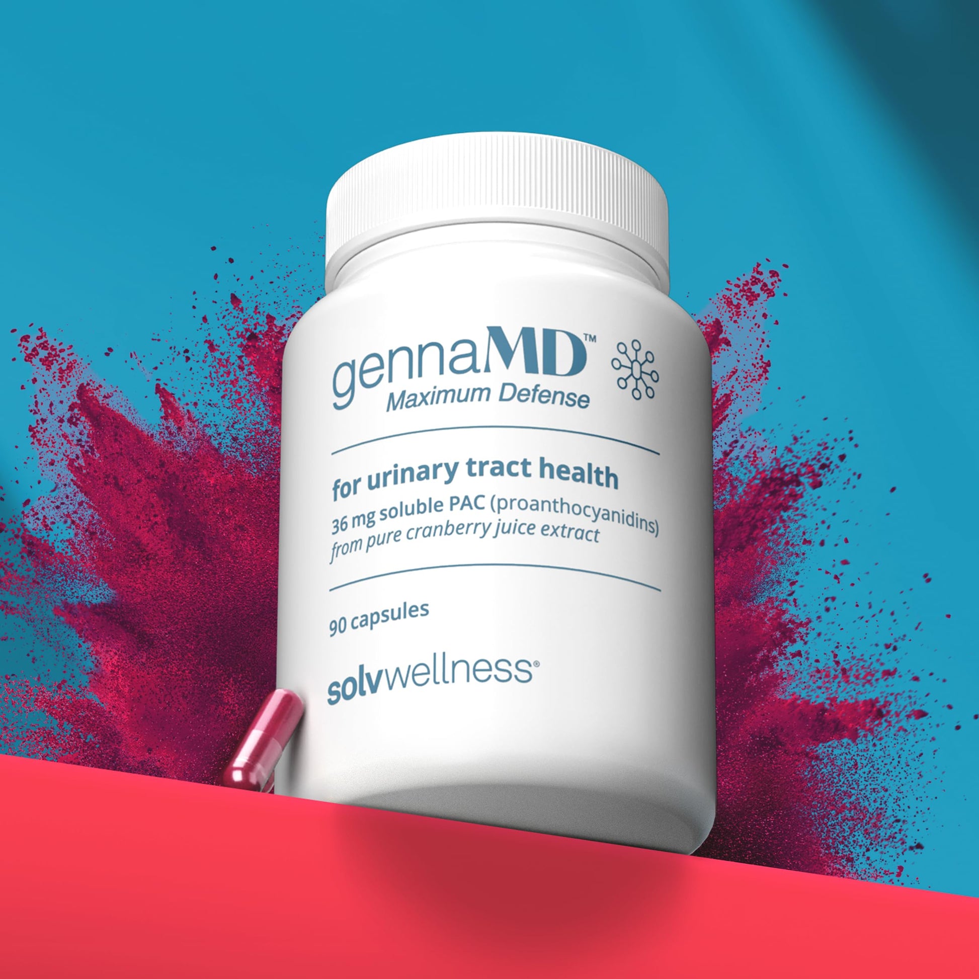 Solv Wellness GennaMD - Maximum UTI Defense - 36 mg Soluble PAC from 100% Cranberry Juice Extract - Highest PAC Concentration in a Small, Easy-to-Swallow Capsule - 90 Capsules Solv WellnessAu supplements