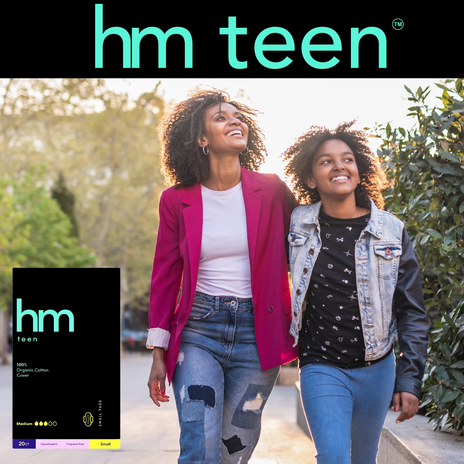 HM Teen | Pads for Teens | 100% Organic Cotton Pad Topsheet | Non Toxic Teen Pads with Wings HM TeenAu supplements