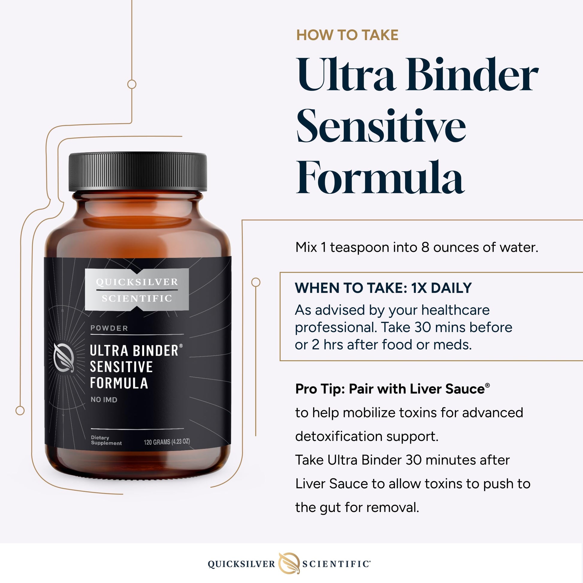 Quicksilver Scientific Ultra Binder Sensitive Formula - Gut Health Supplement with Activated Charcoal, Bentonite Clay - Cleansing Support Powder (120g) Quicksilver ScientificUS supplements