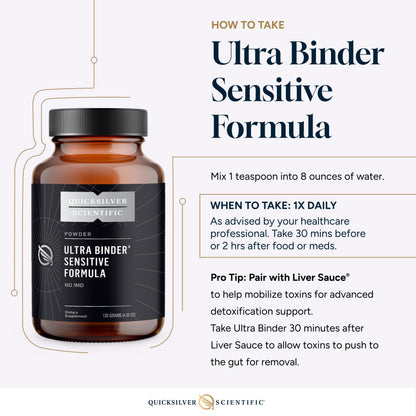 Quicksilver Scientific Ultra Binder Sensitive Formula - Gut Health Supplement with Activated Charcoal, Bentonite Clay - Cleansing Support Powder (120g) Quicksilver ScientificUS supplements