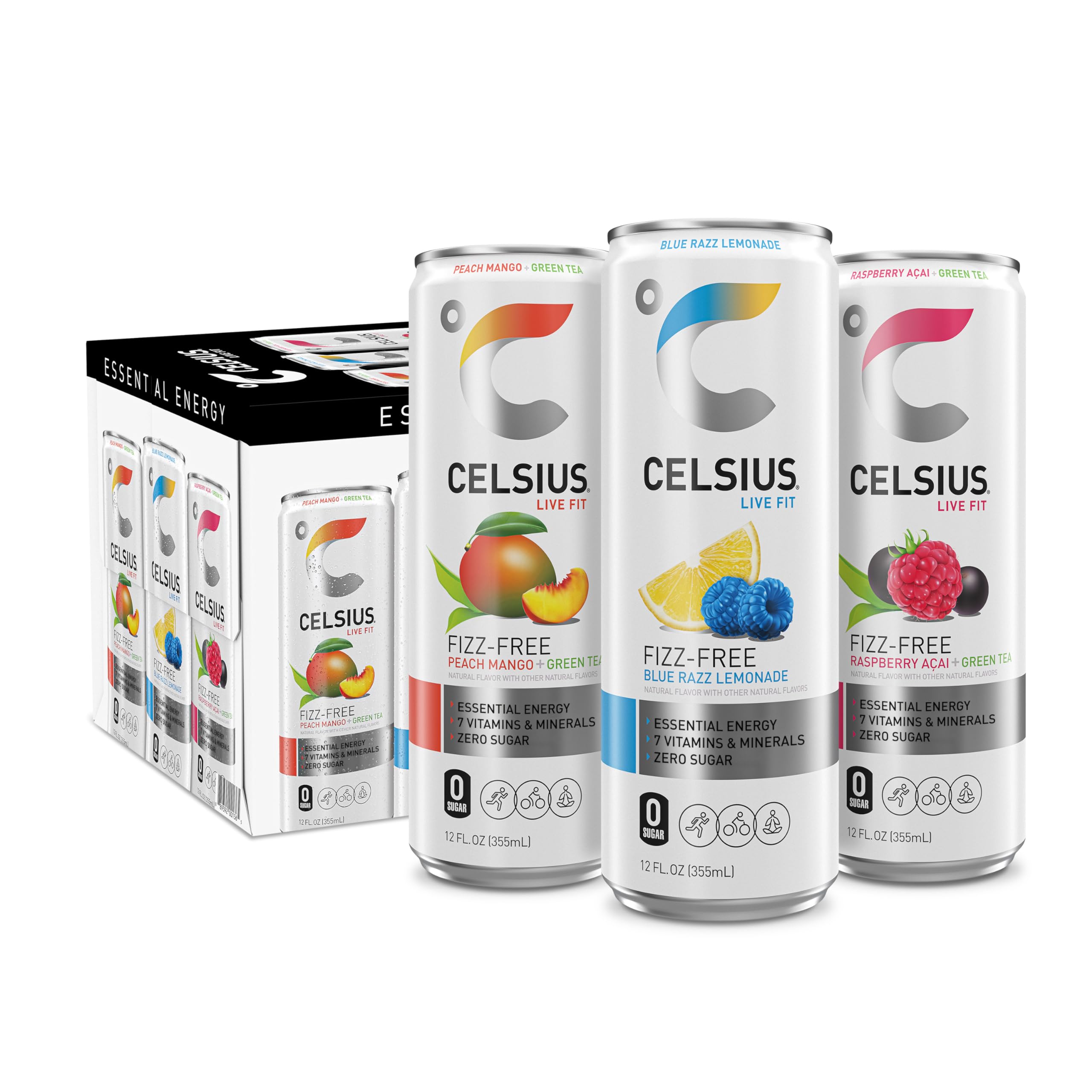 CELSIUS Fizz Free Variety Pack, Functional Essential Energy Drink 12 Fl Oz (Pack of 12) CELSIUSUS supplements
