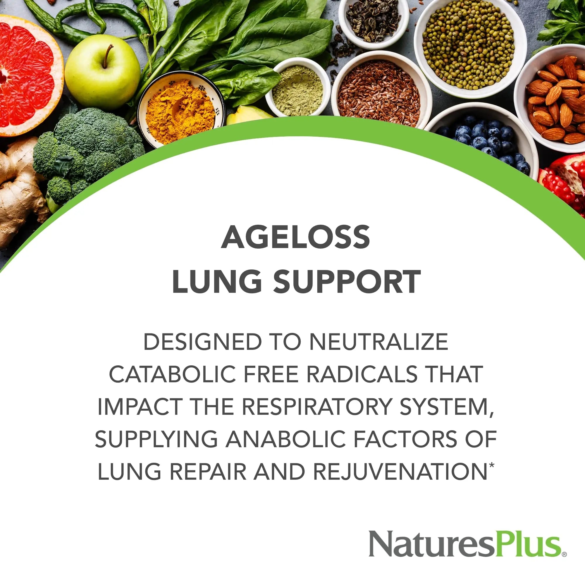 NaturesPlus AgeLoss Lung Support - 90 Capsules - Vegetarian, Gluten Free - 30 Servings NaturesPlusnz supplements