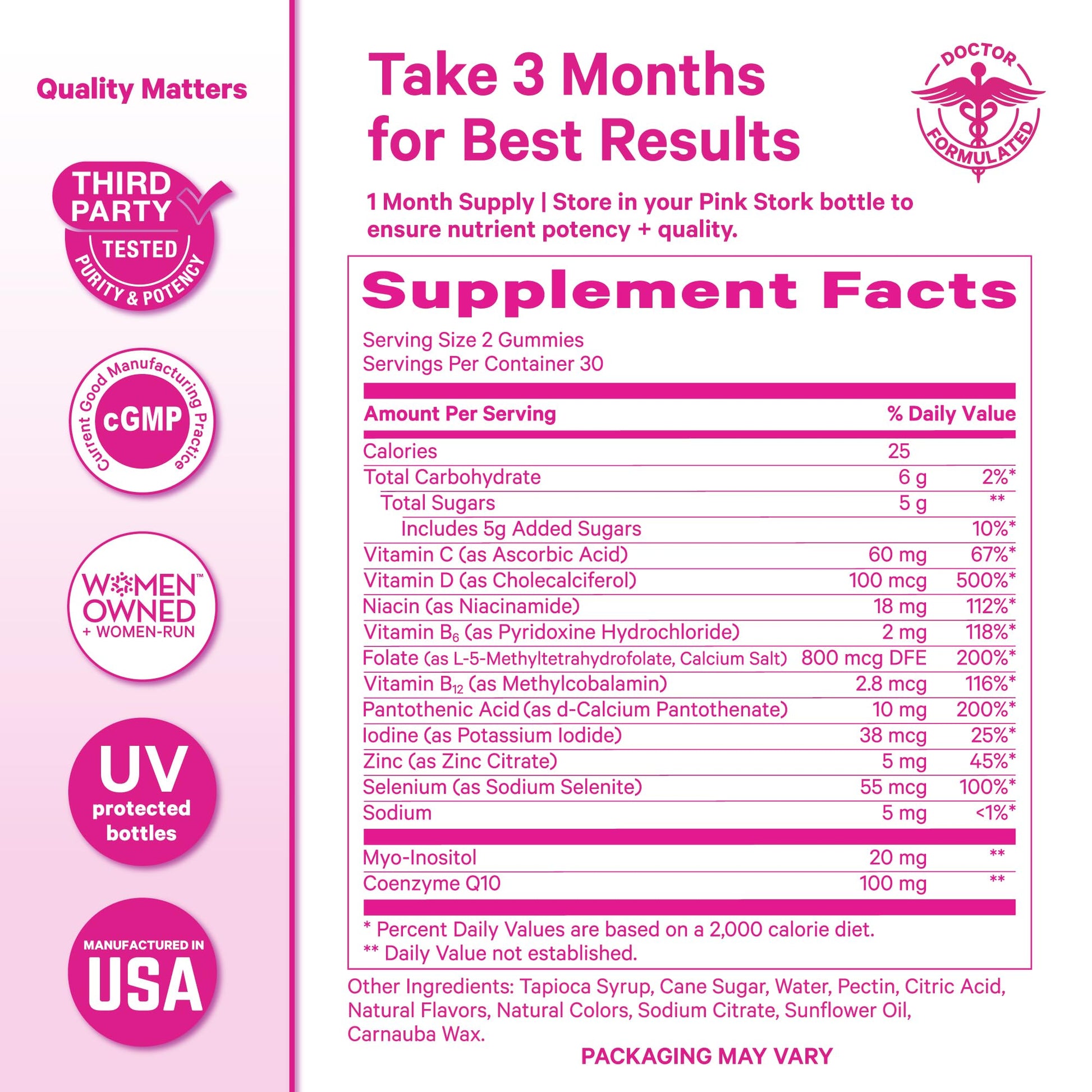 Pink Stork Premium Fertility Gummies | Fertility Supplements for Women with CoQ10, Myo-Inositol + Prenatal Vitamins | Conception Support | Hormone Balance for Women, Ovarian Care - 60 Gummies Pink StorkAu supplements
