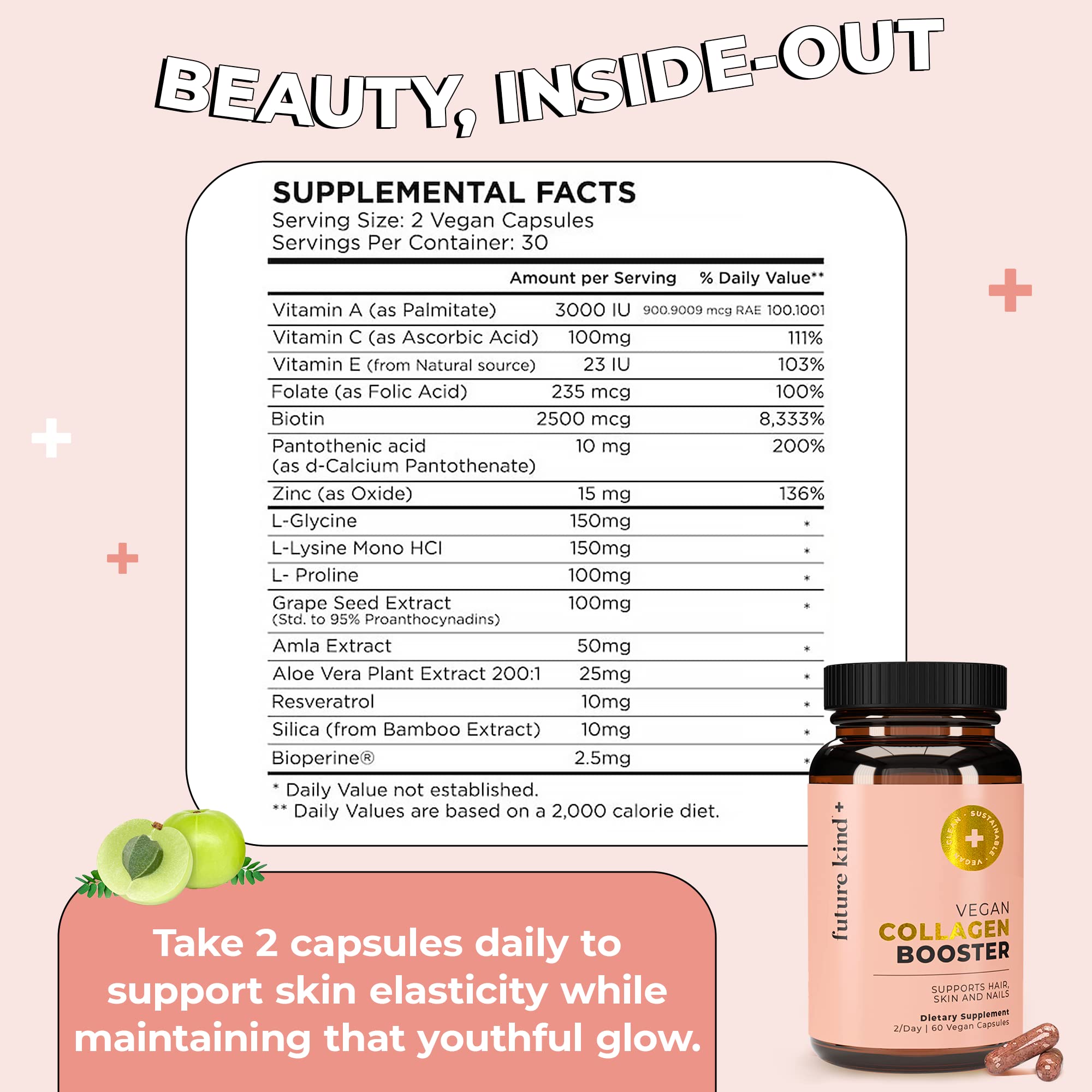 Future Kind Vegan Collagen - Supports Collagen Production with Biotin and Vitamin C (60 Capsules in Glass Bottle) Future KindAu supplements