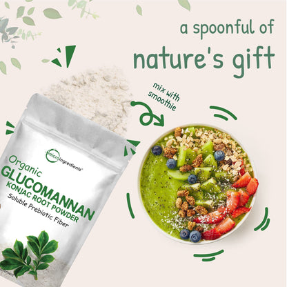 Organic Glucomannan Konjac Root Powder (Konjac Gel Powder), 10 Ounce, Soluble Fiber & Prebiotics Micro IngredientsUS supplements