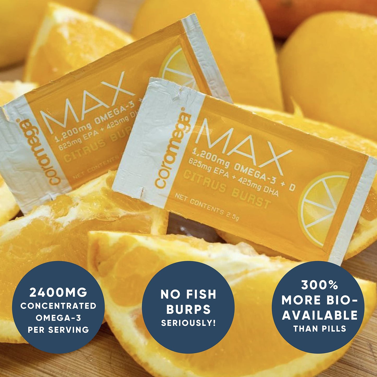 Coromega MAX High Concentrate Omega 3 Fish Oil, 2400mg Omega-3s with 3X Better CoromegaUS supplements