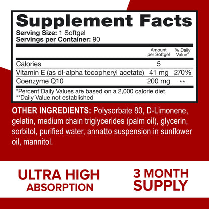 Qunol CoQ10 200mg Softgels, Ultra CoQ10 - Ultra High Absorption Coenzyme Q10 QunolUS supplements
