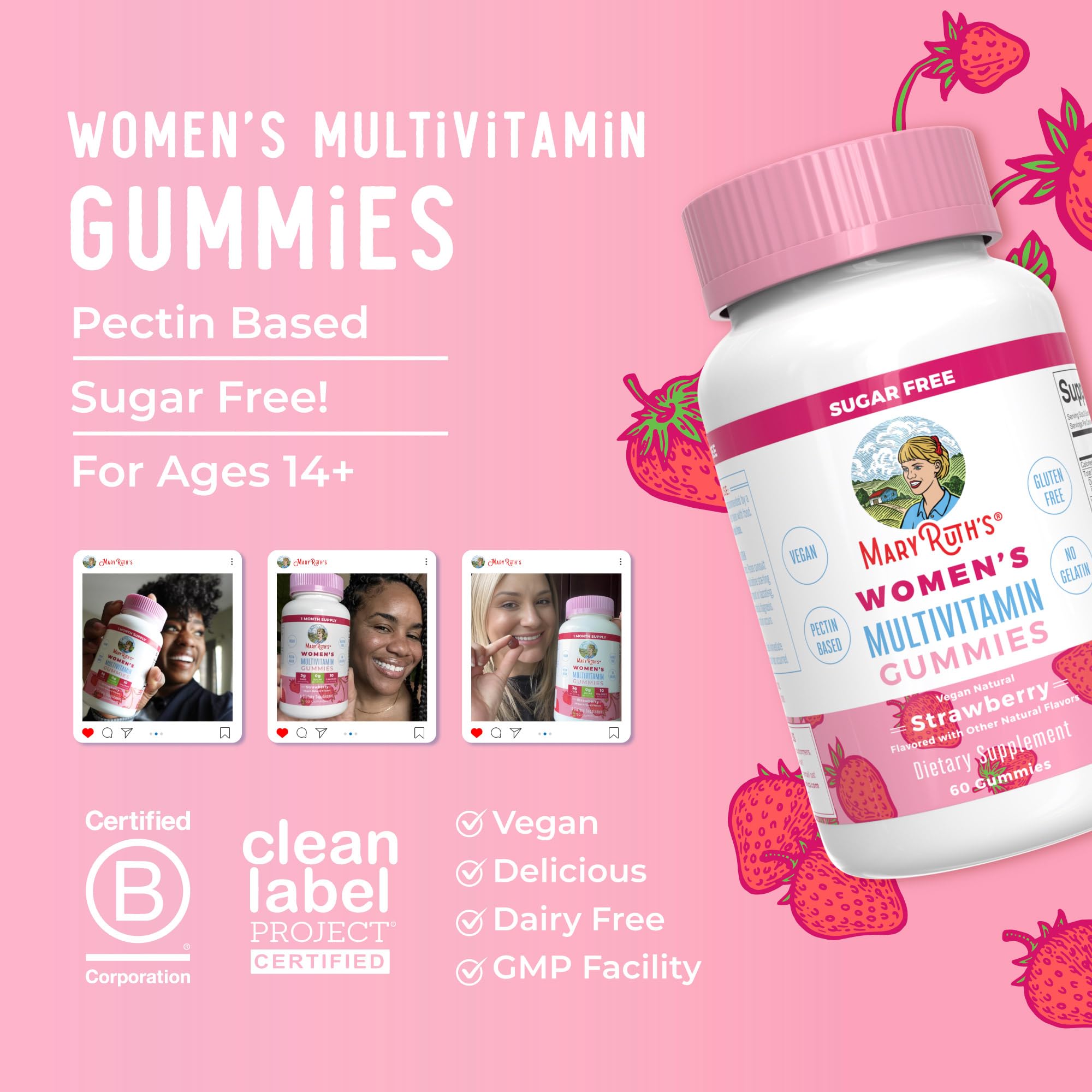 MaryRuth Organics Women's Immune Support Multivitamin Gummies | Ages 14+ | Skin Health | Gummy Vitamins for Women | Sugar-Free | Vegan | Non-GMO | 60 Count MARYRUTH'SUS supplements