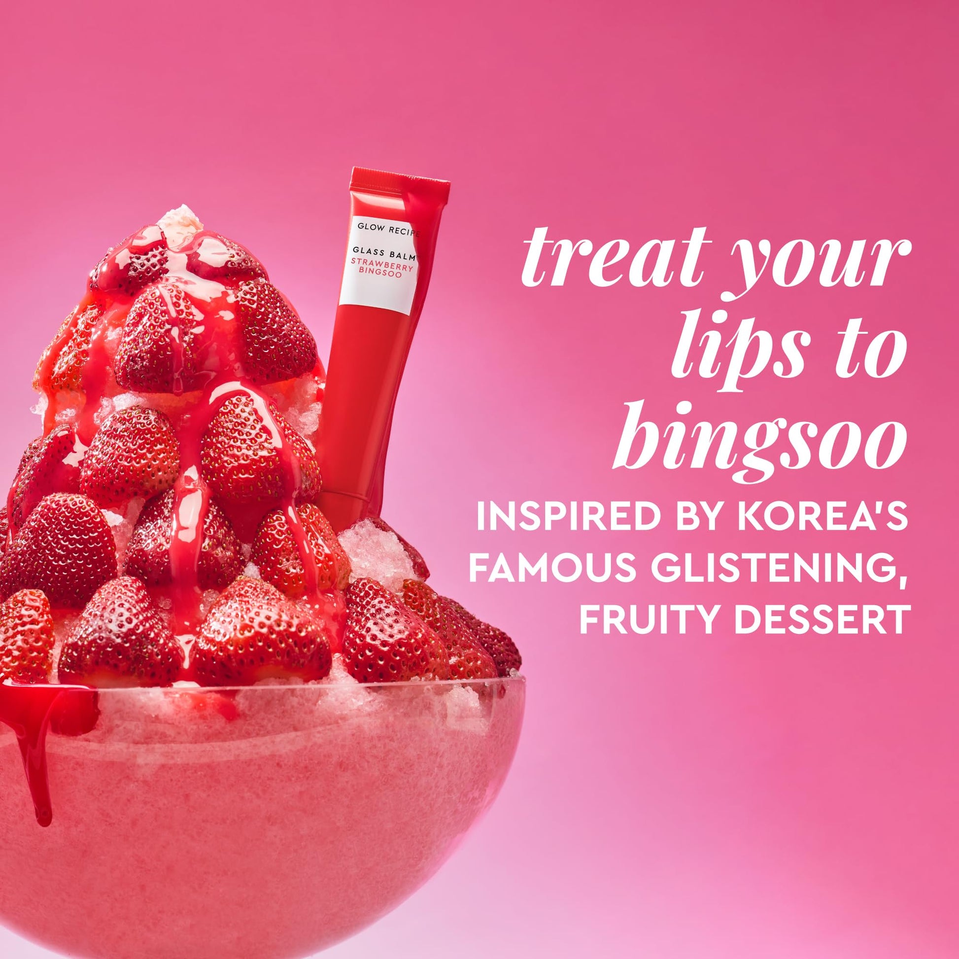 Glow Recipe Glass Balm Lip Treatment - 12Hr Hydrating Lip Balm & Moisturizer with Hyaluronic Acid to Smooth, Plump & Protect from Dryness - Sheer Pinky Red Tint, Strawberry Bingsoo (15 ml) Glow RecipeAu supplements