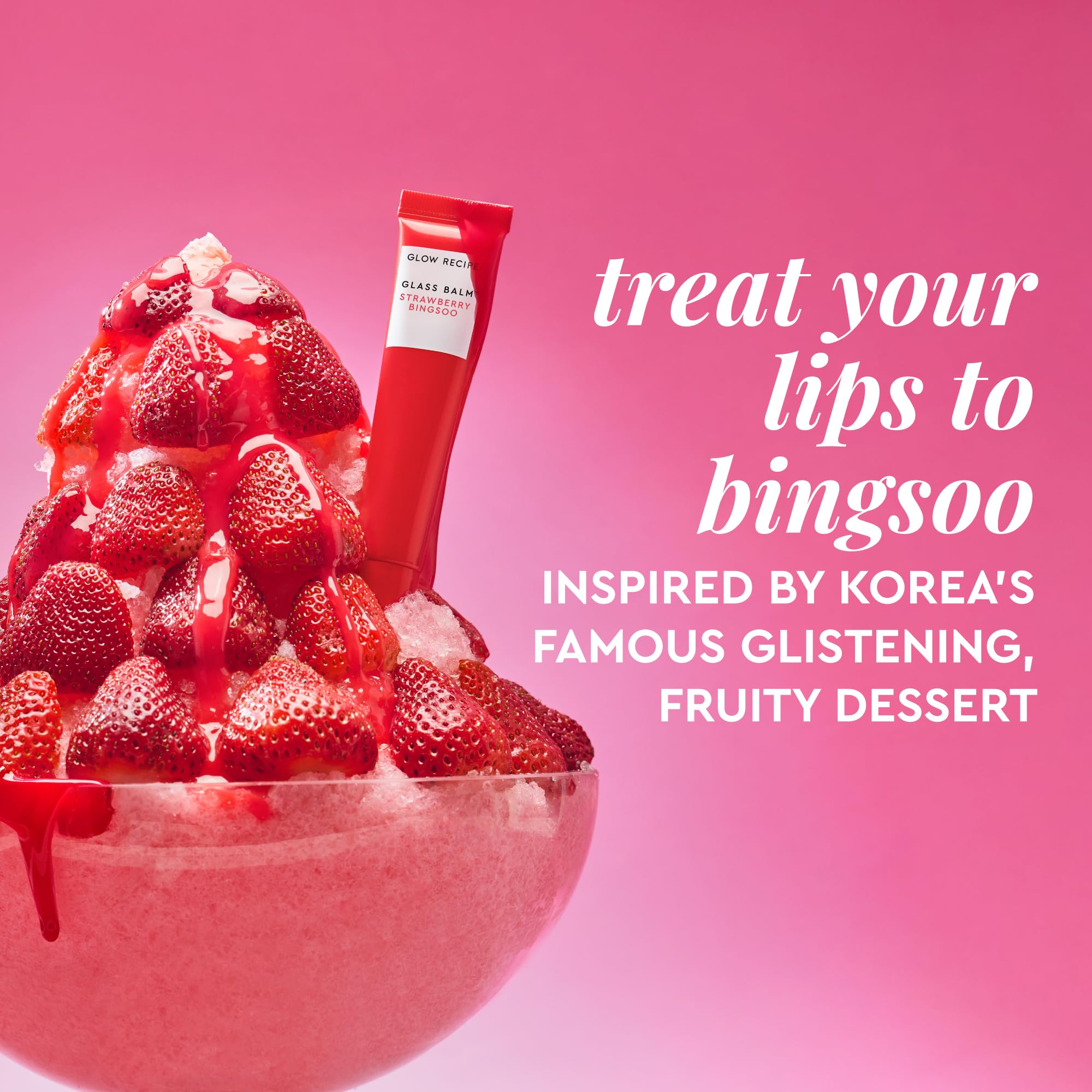 Glow Recipe Glass Balm Lip Treatment - 12Hr Hydrating Lip Balm & Moisturizer with Hyaluronic Acid to Smooth, Plump & Protect from Dryness - Sheer Pinky Red Tint, Strawberry Bingsoo (15 ml) Glow RecipeAu supplements