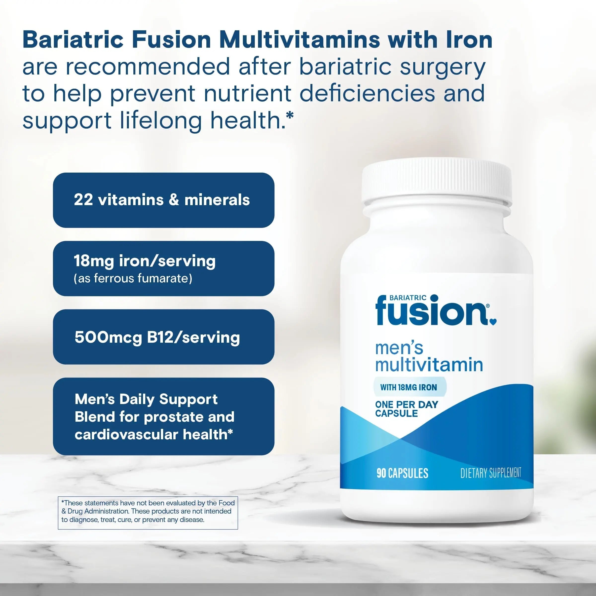 Bariatric Fusion One Per Day Bariatric Multivitamin with Iron for Men | with Prostate and Heart Support Vitamins* | Bariatric FusionAu supplements