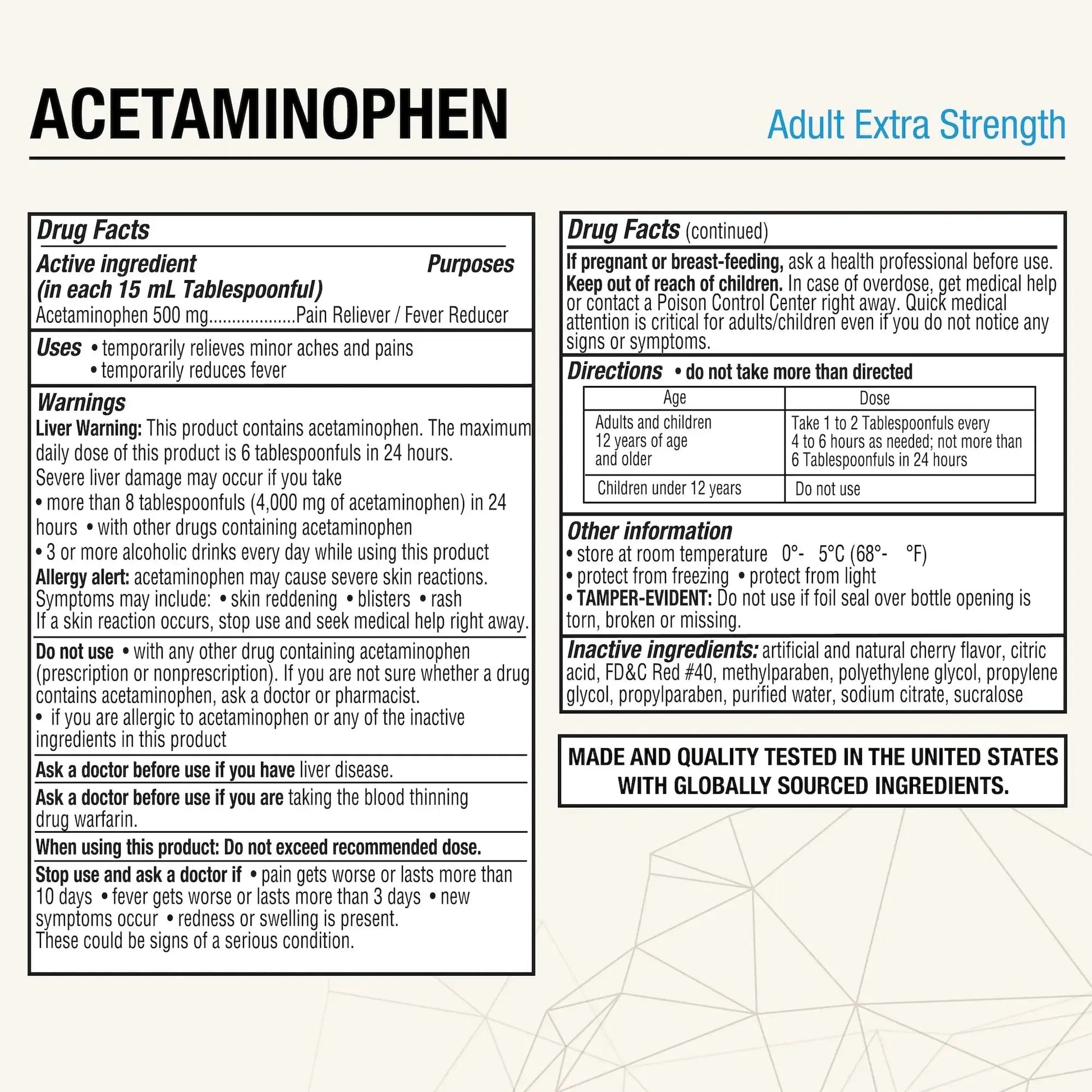 Puregen Labs Adult Extra Strength Acetaminophen Liquid 500mg/15ml - 8 fl oz Rapid Burst Pain Reliever/Fever Reducer, Cherry Flavor | Muscle & Joint Pain Relief | Arthritis Pain Relief P Puregen LabsAu supplements